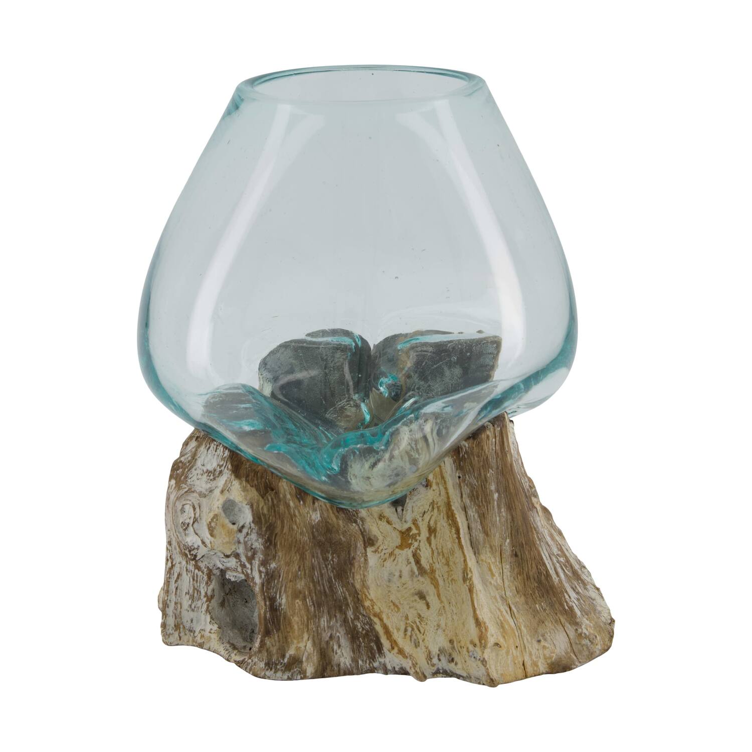 Root washed gamal wood with glass 28x22x26cm