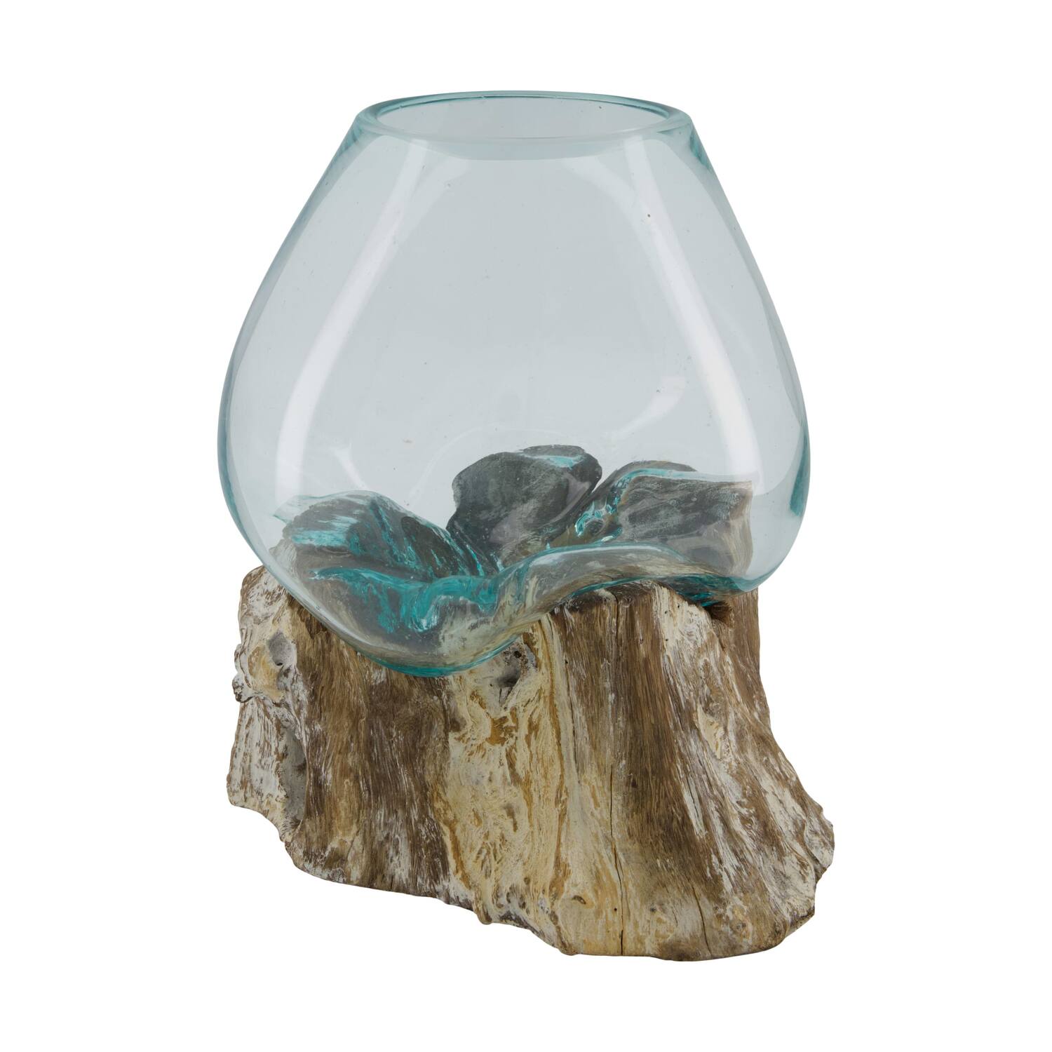 Root washed gamal wood with glass 28x22x26cm