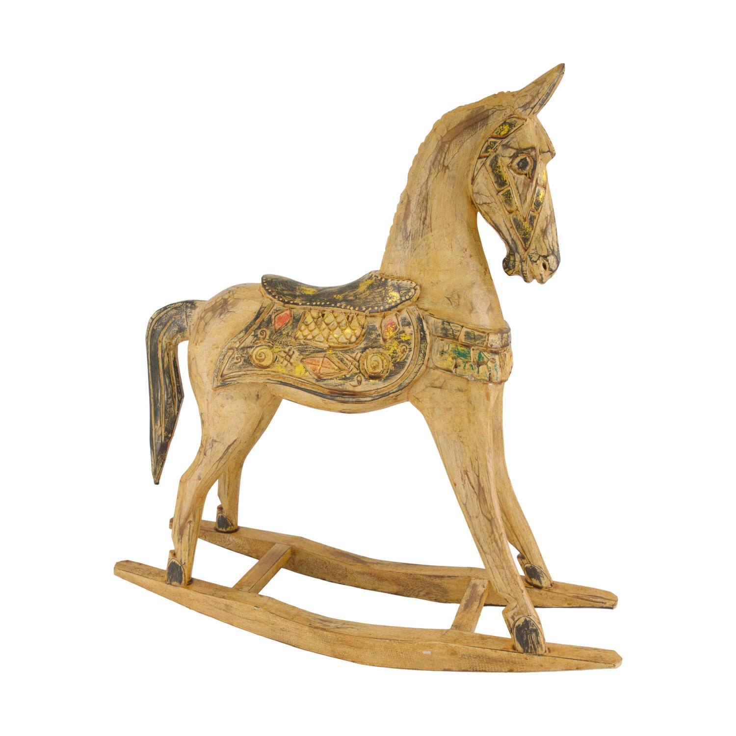 Rocking horse albizia wood 60.5x17.5x60cm - Brown