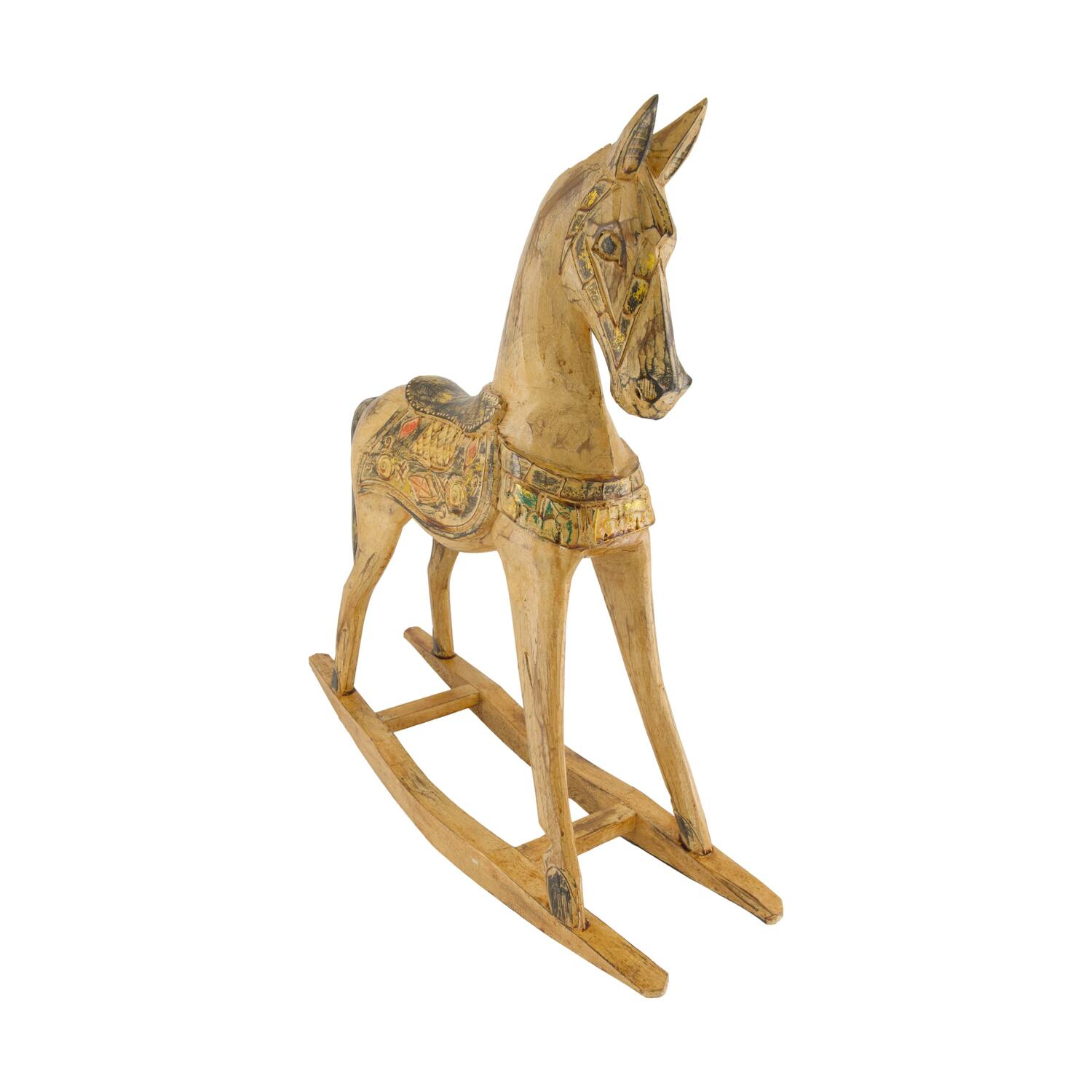 Rocking horse albizia wood 60.5x17.5x60cm - Brown