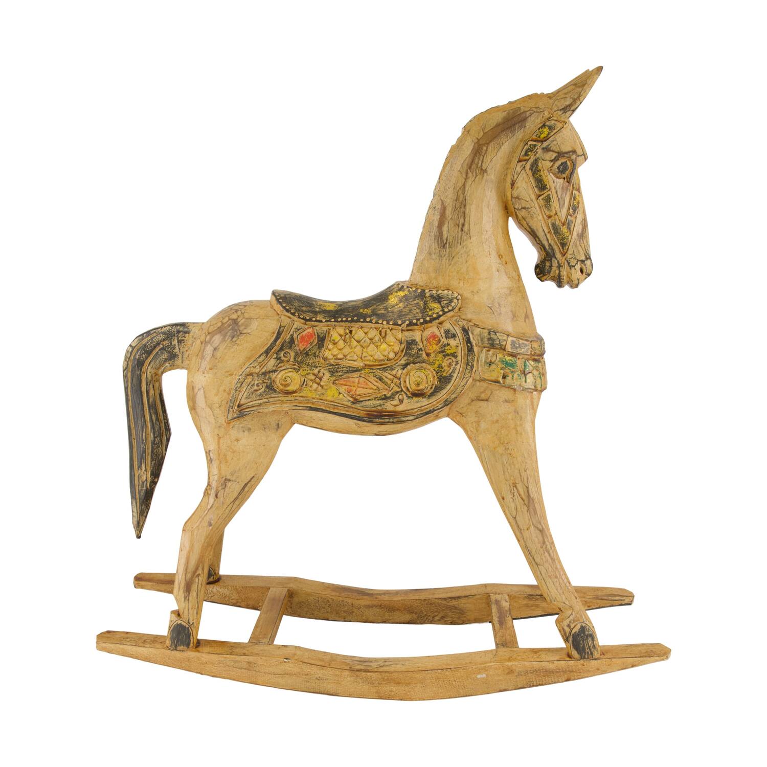 Rocking horse albizia wood 60.5x17.5x60cm - Brown