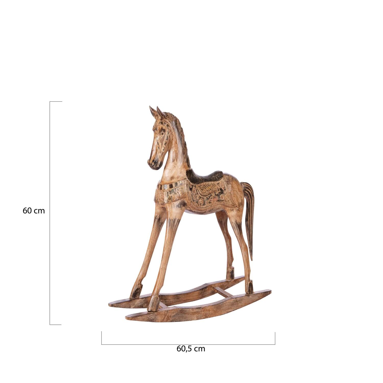 Rocking horse albizia wood 60.5x17.5x60cm - Brown