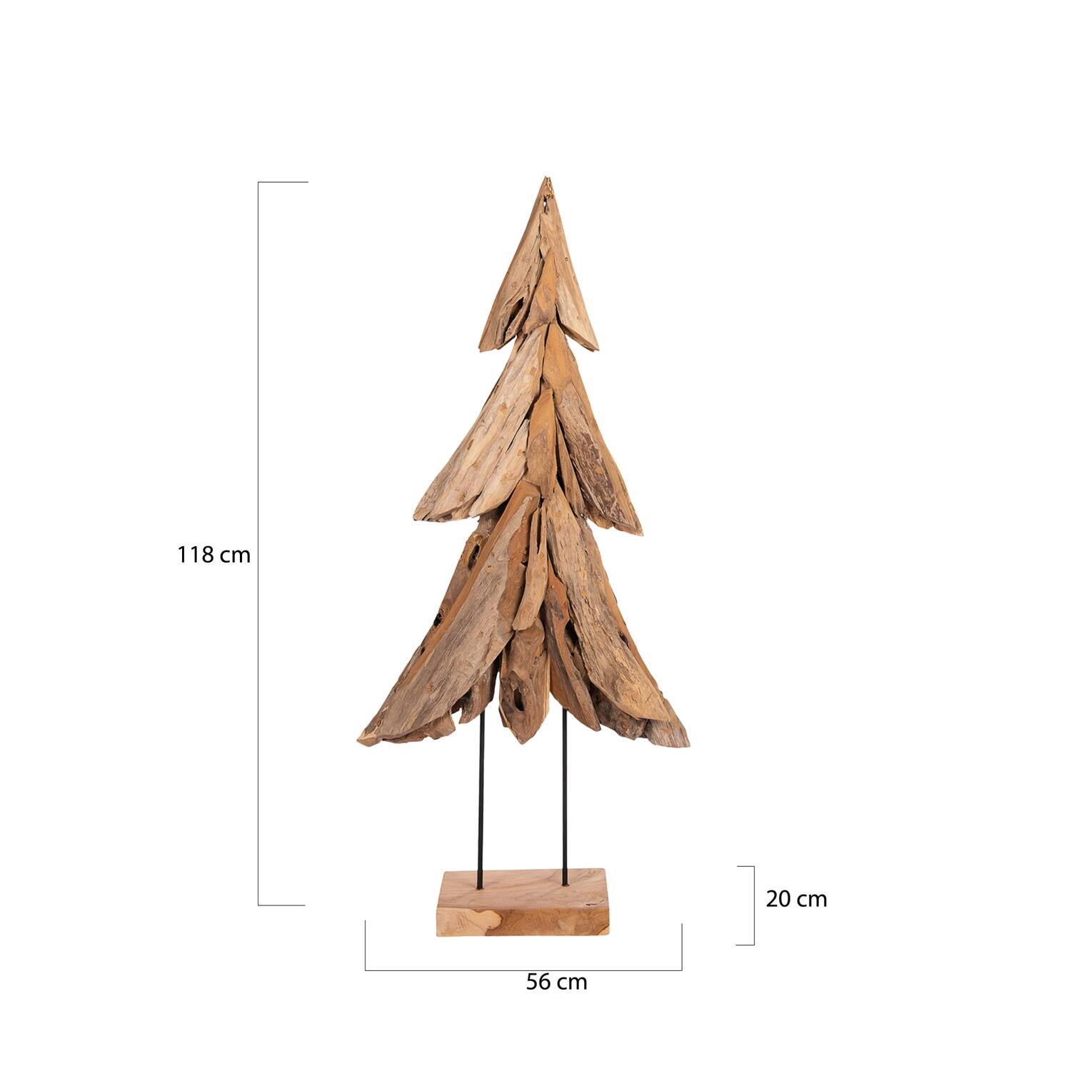 Christmas tree on stand L teak 56x20x118cm