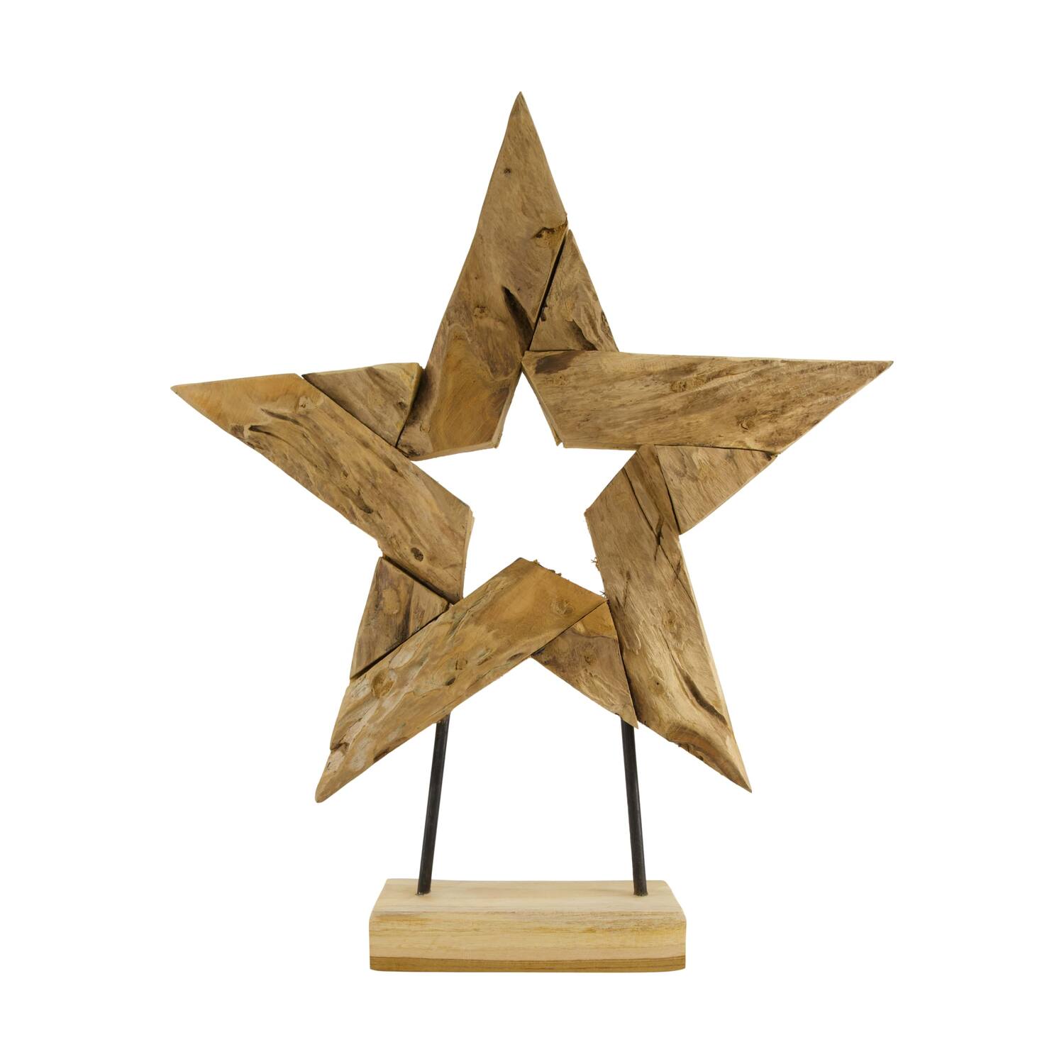 Statue star open erosion wood 58x13x68cm
