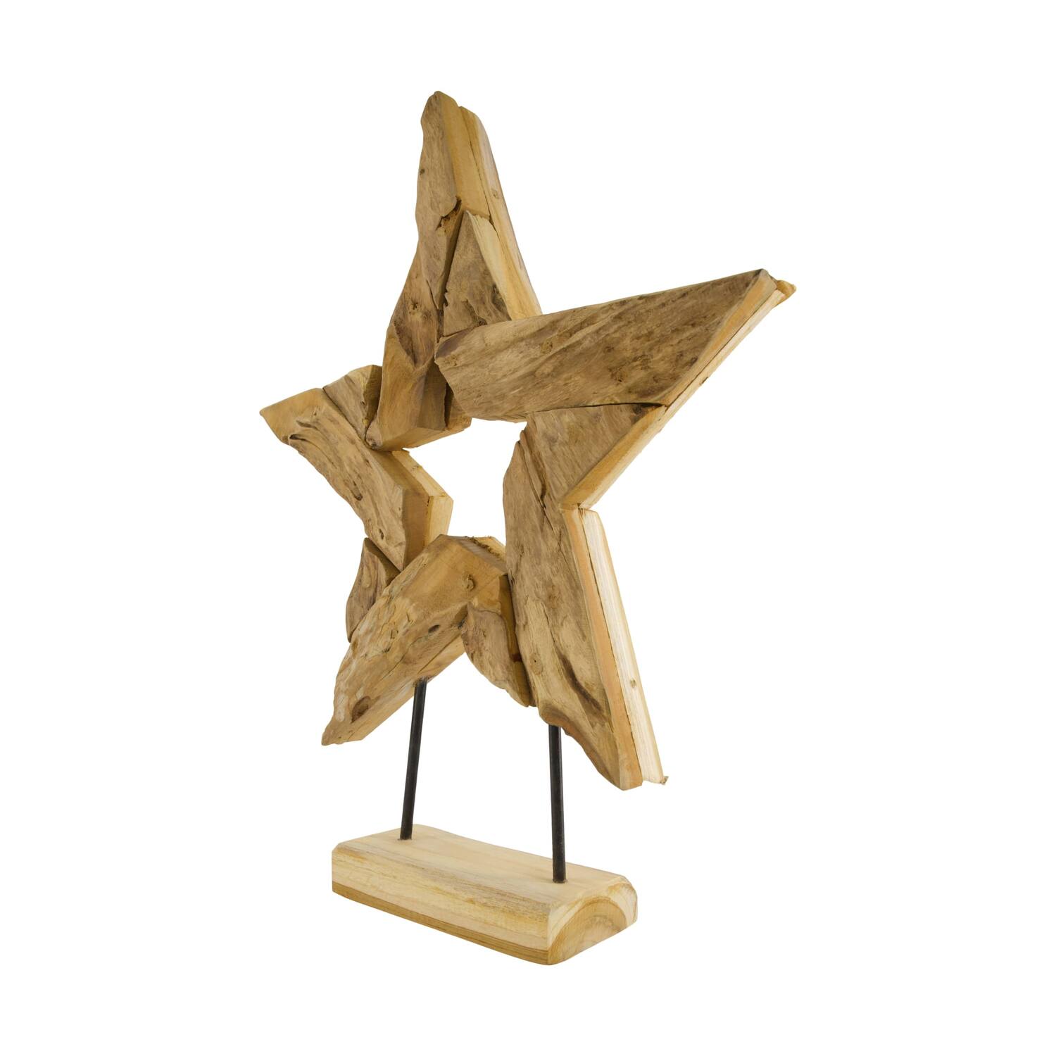 Statue star open erosion wood 58x13x68cm
