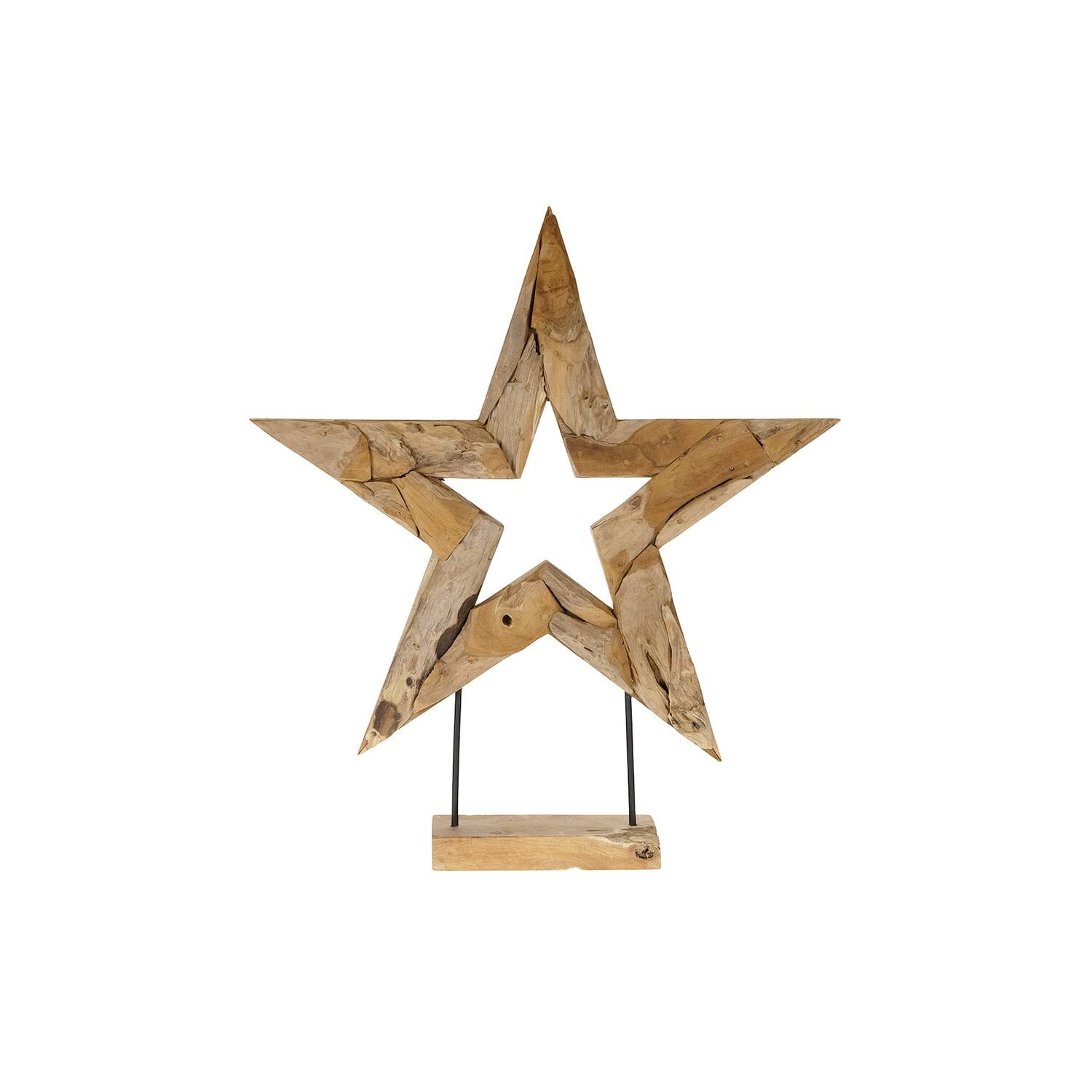 Open star on stand M teak 78x15x88cm - Natural