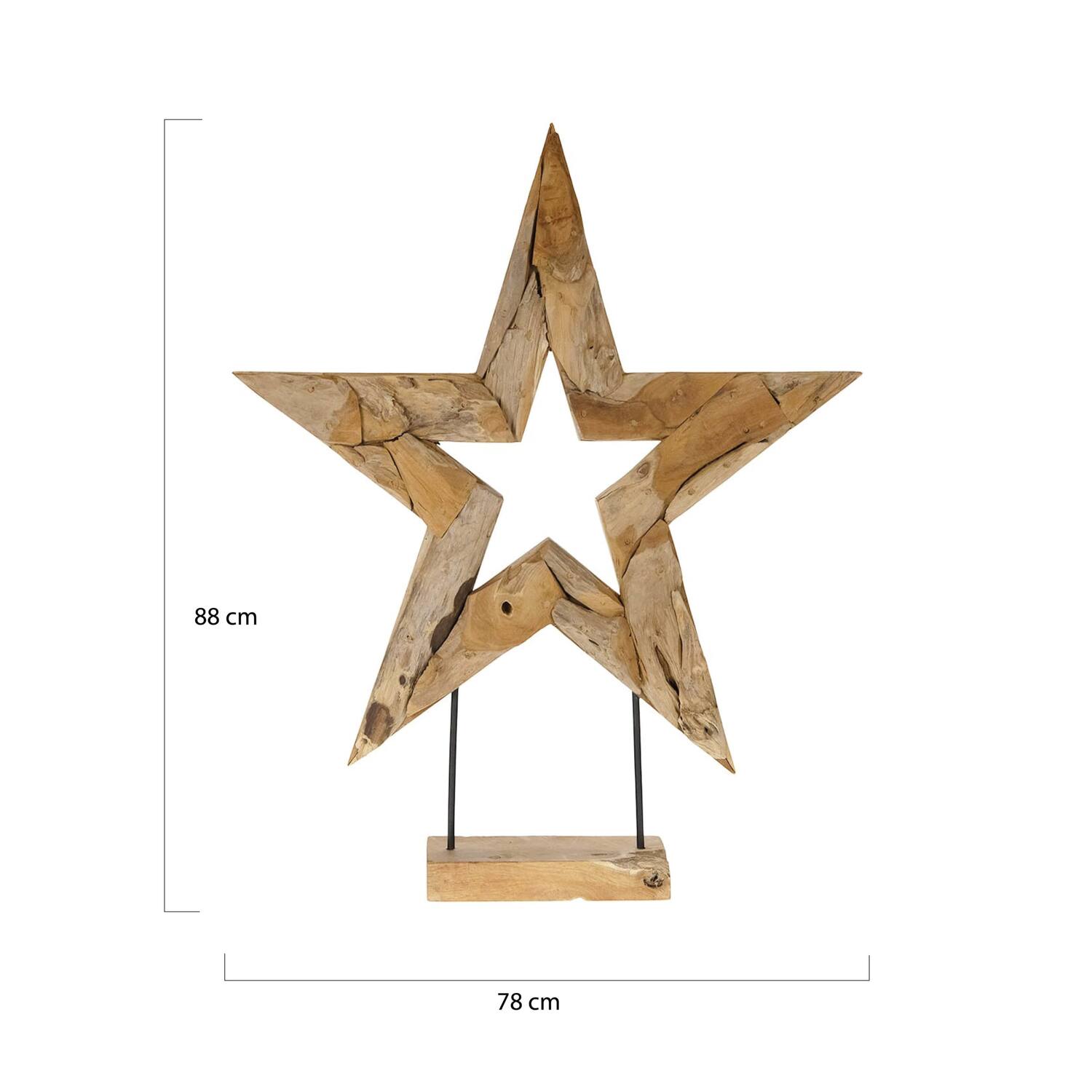 Open star on stand M teak 78x15x88cm - Natural