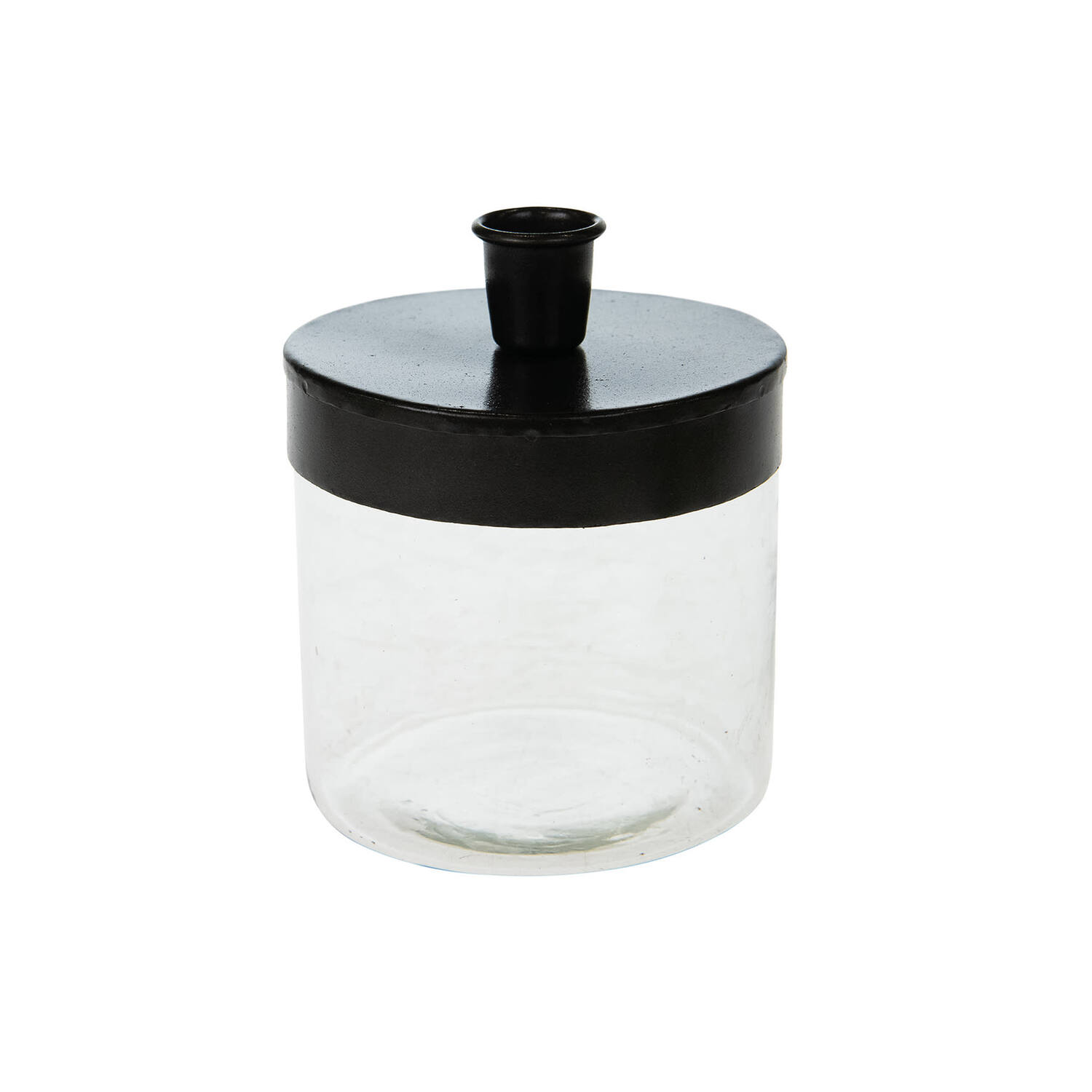 Dinner candle holder metal - glass 10x13cm - Silver