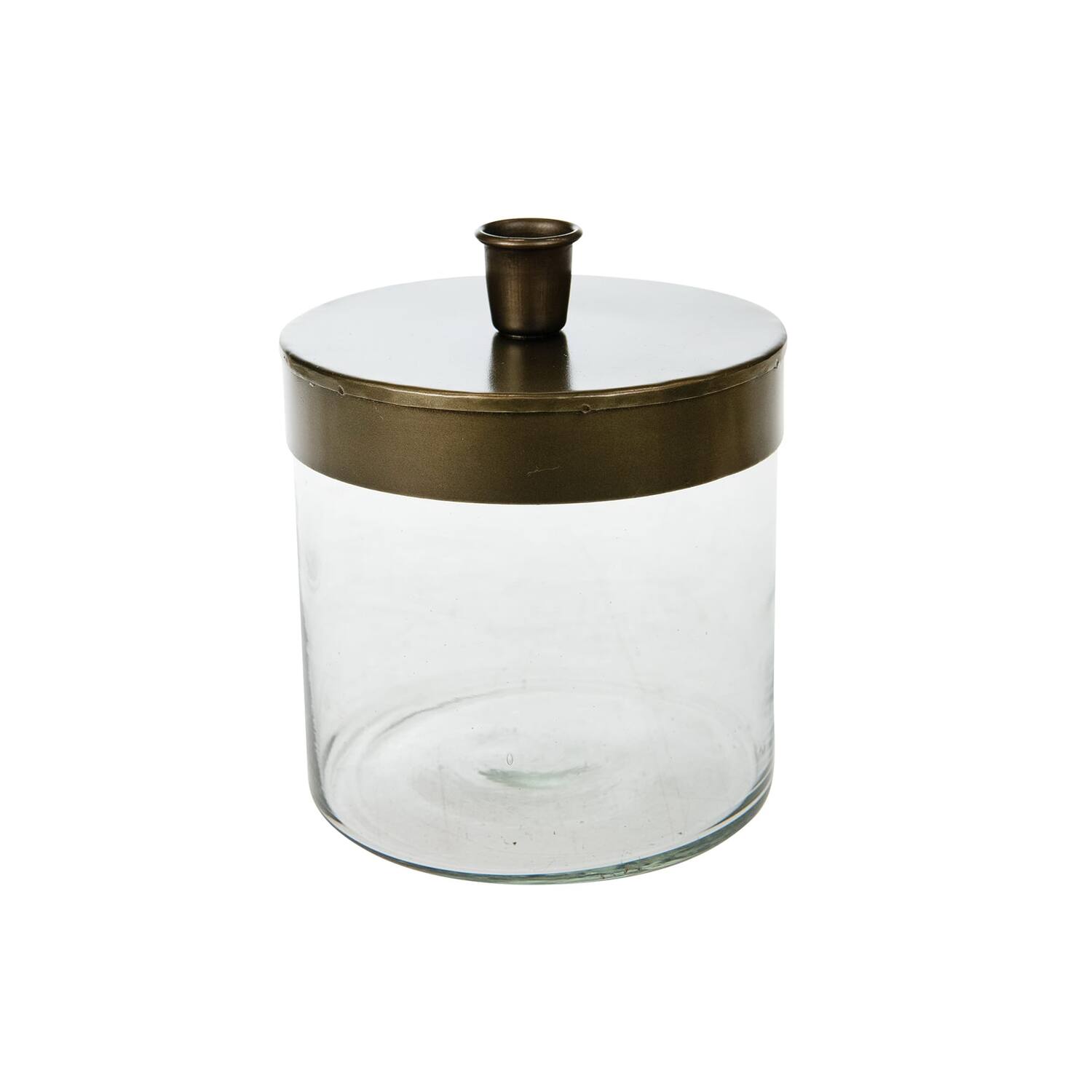 Dinner candle holder metal - glass 13x16cm - Gold