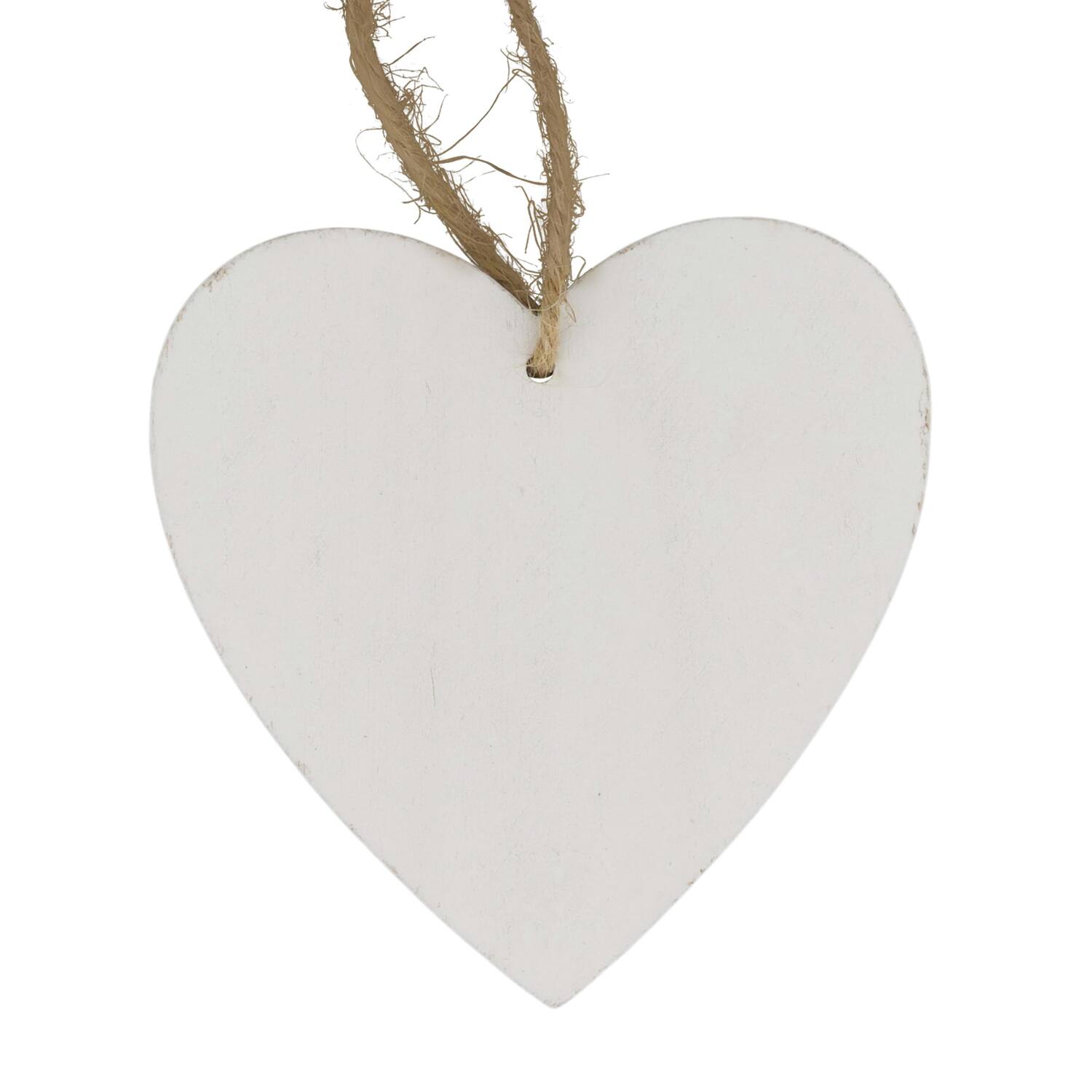 Hanger - Hart - Populierenhout  - 10x10x9cm - 10 stuks - Wit