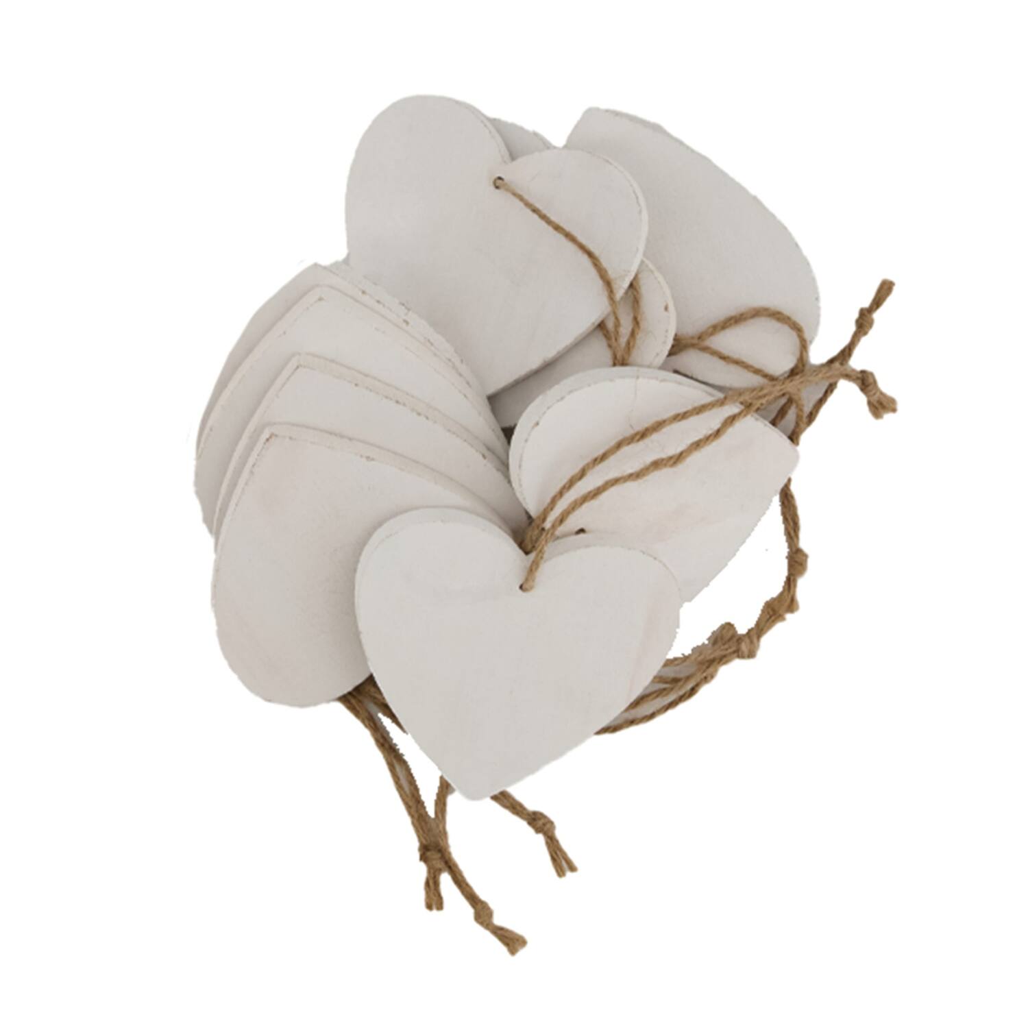 Hanger - Hart - Populierenhout  - 10x10x9cm - 10 stuks - Wit