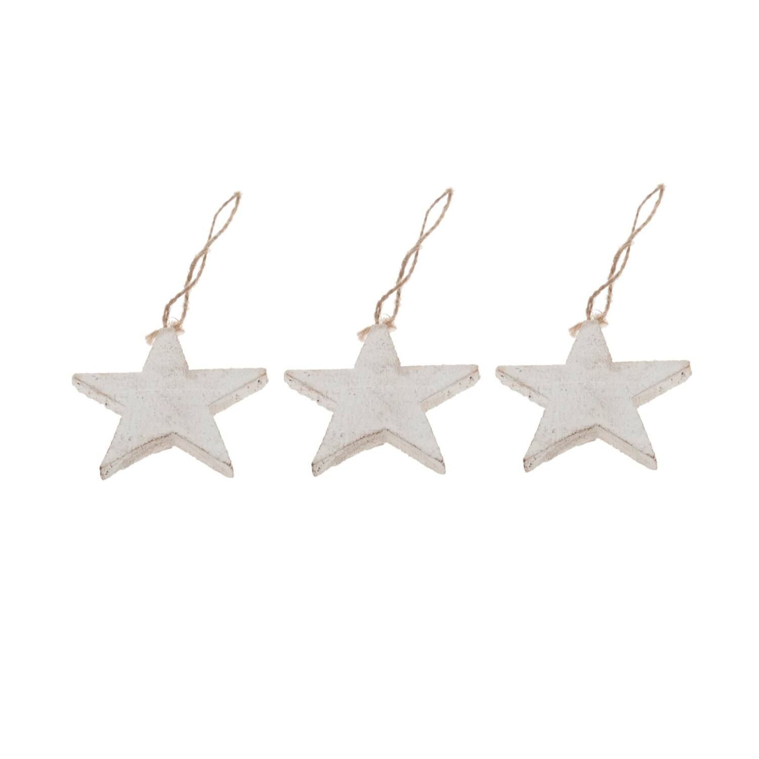 Hanger star poplar wood 10x0.7x10cm 10pc - White