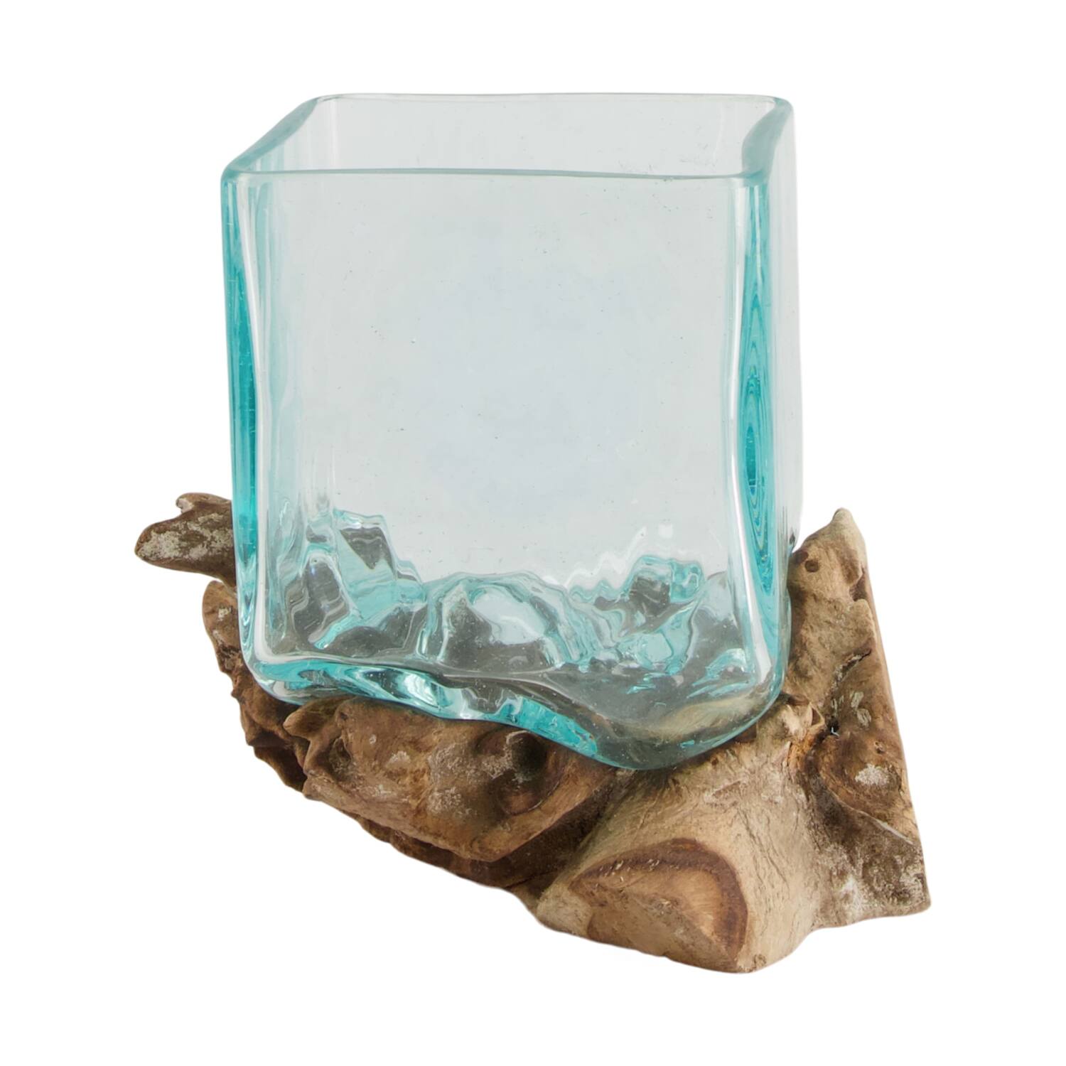 Wortel - Teakhout met glas - 22x12x15cm - Natuurlijk