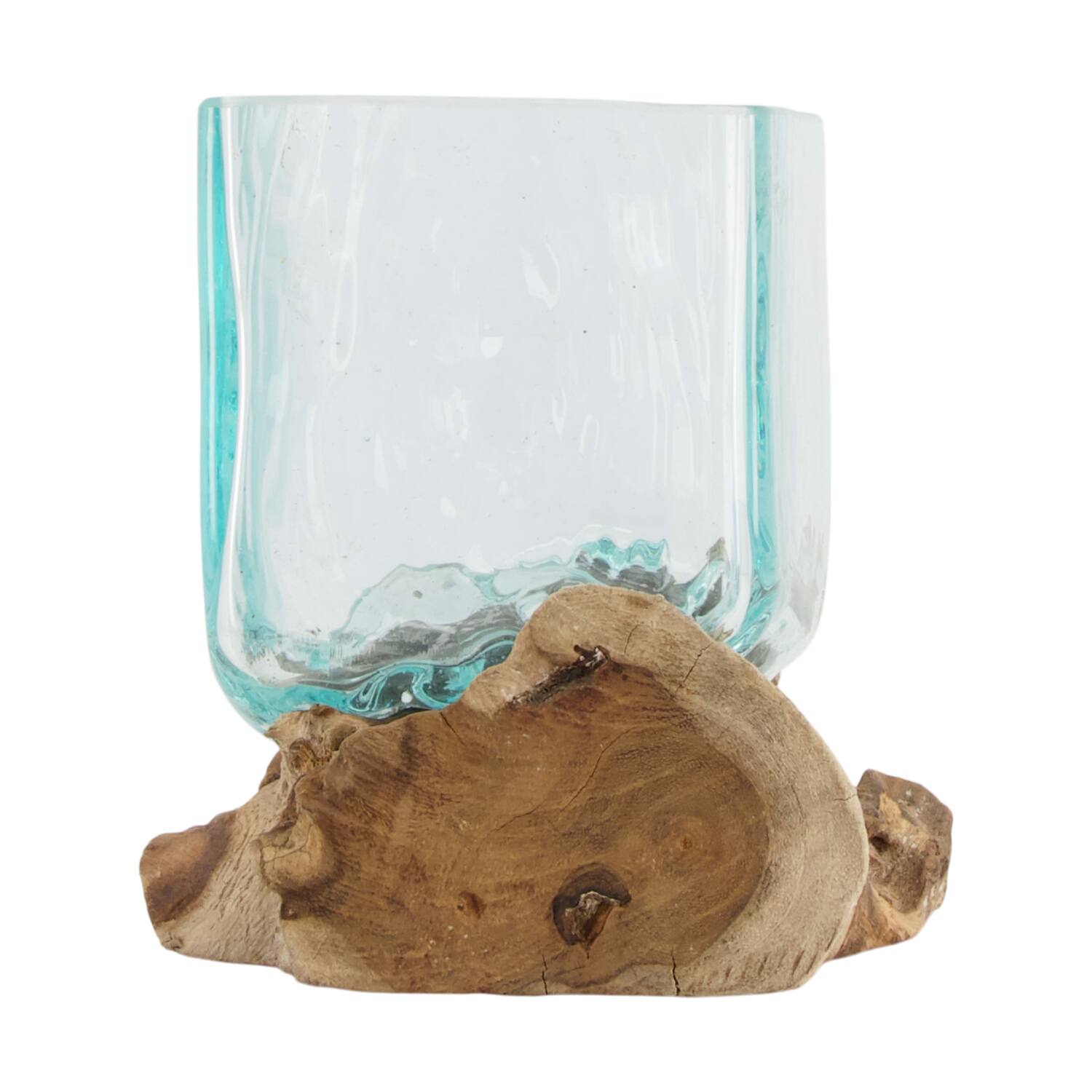 Wortel - Teakhout met glas - 22x12x15cm - Natuurlijk