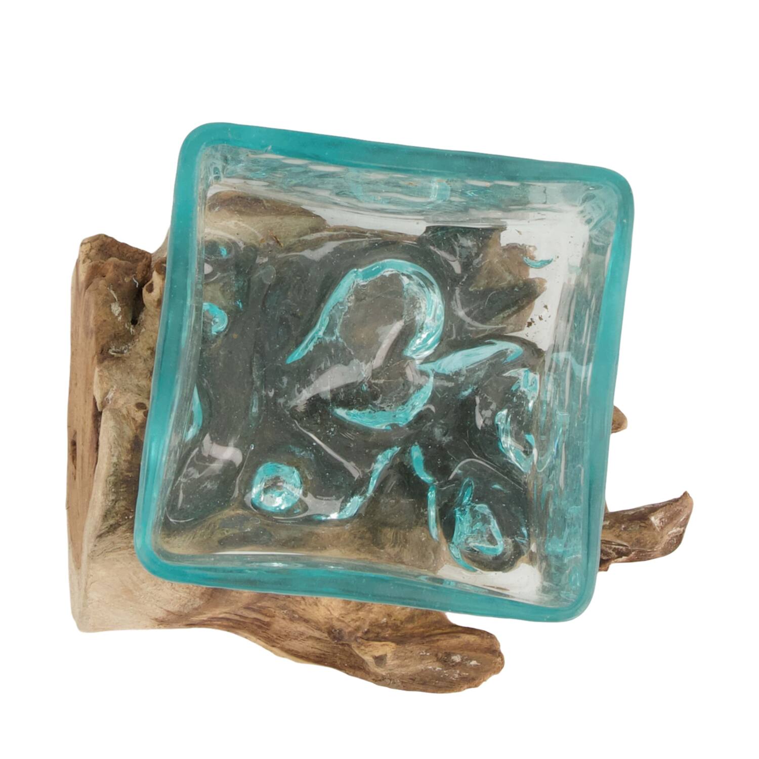 Wortel - Teakhout met glas - 22x12x15cm - Natuurlijk