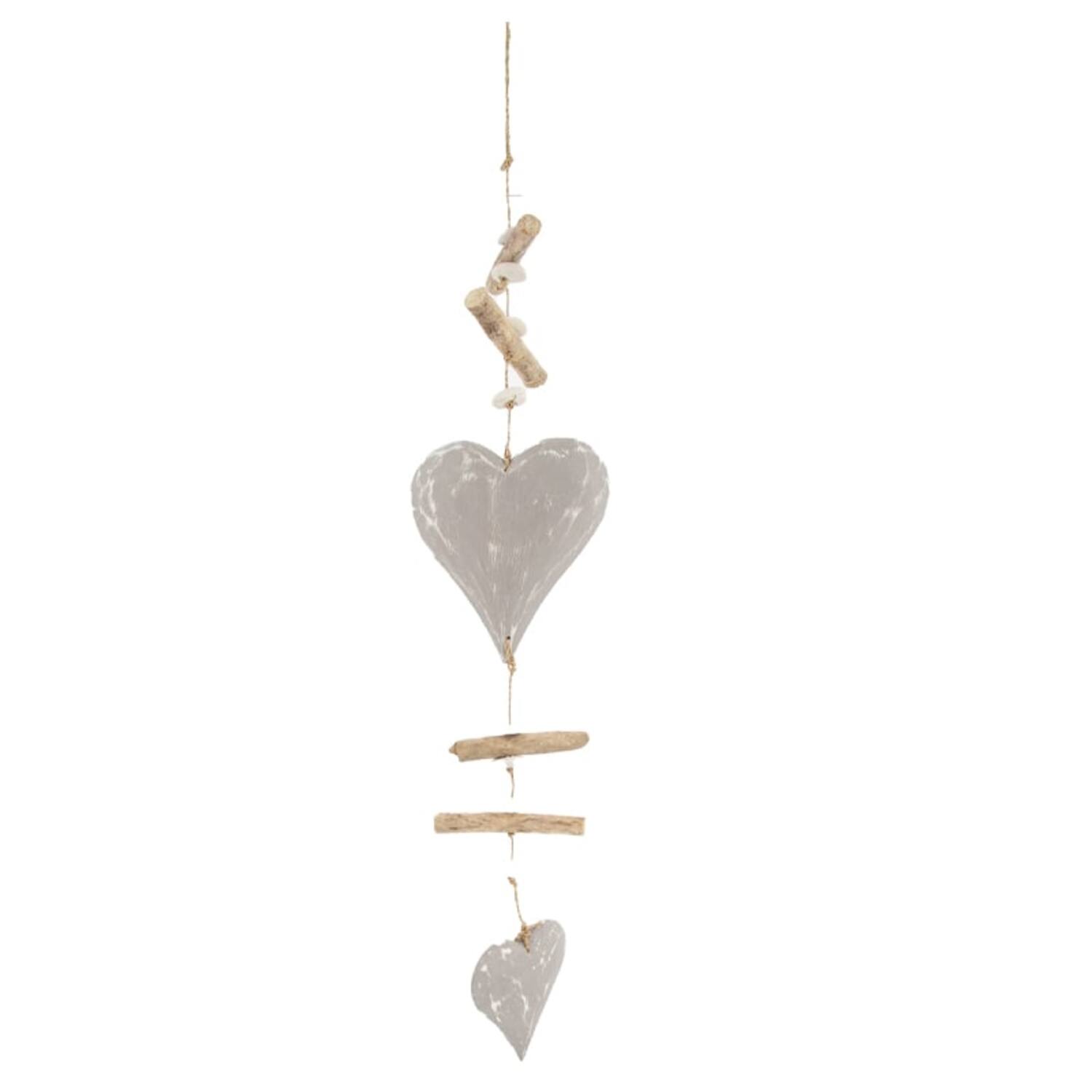 Garland heart albizia wood 3x15x72cm - Grey