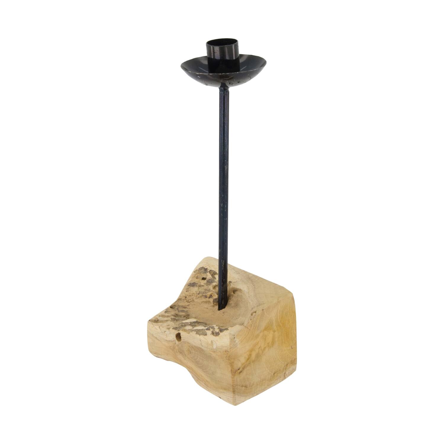 Bougeoir - Bois de teck - 11x7,5x28cm - Naturel