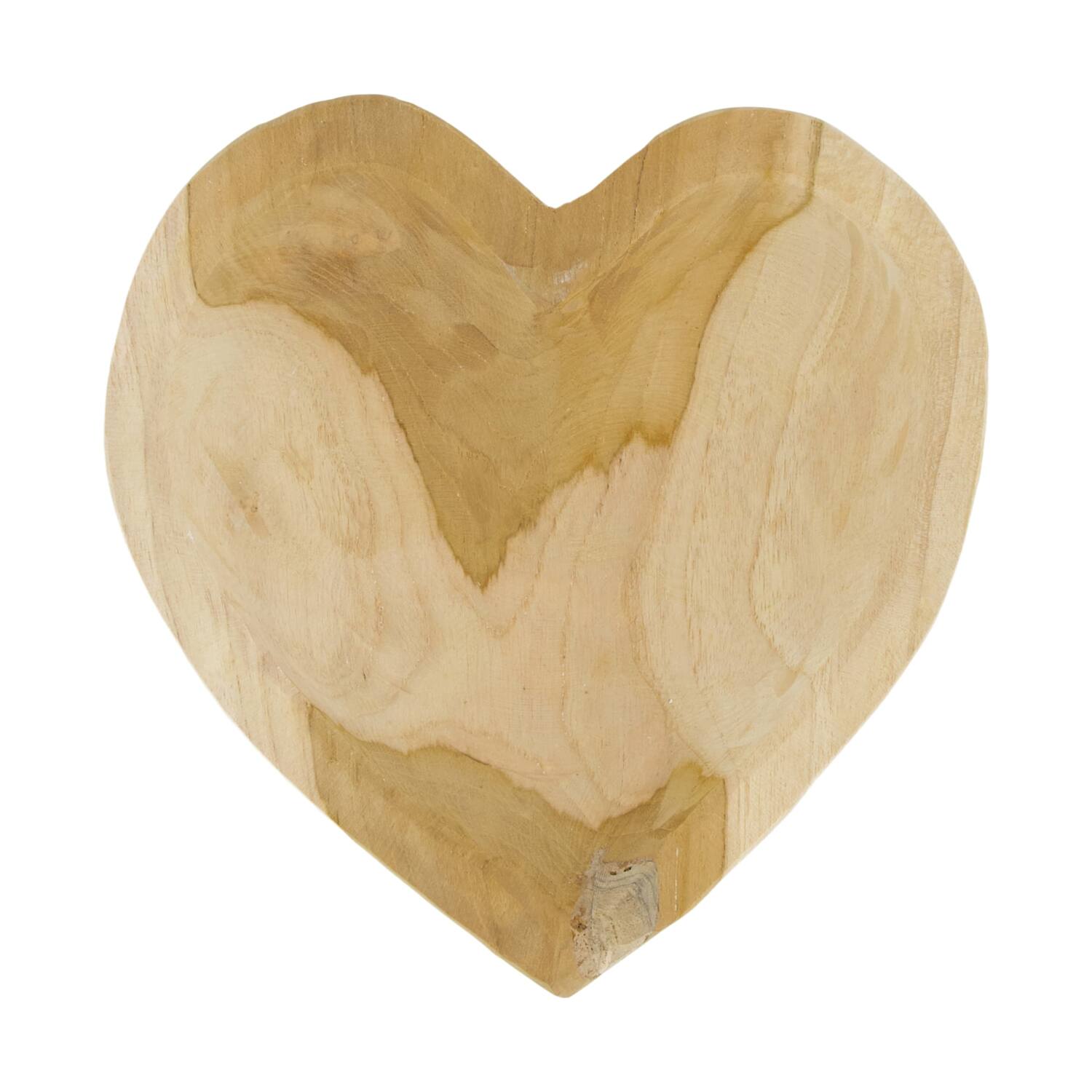 Bol - Coeur - Bois de teck - 25x25x4,5cm - Naturel