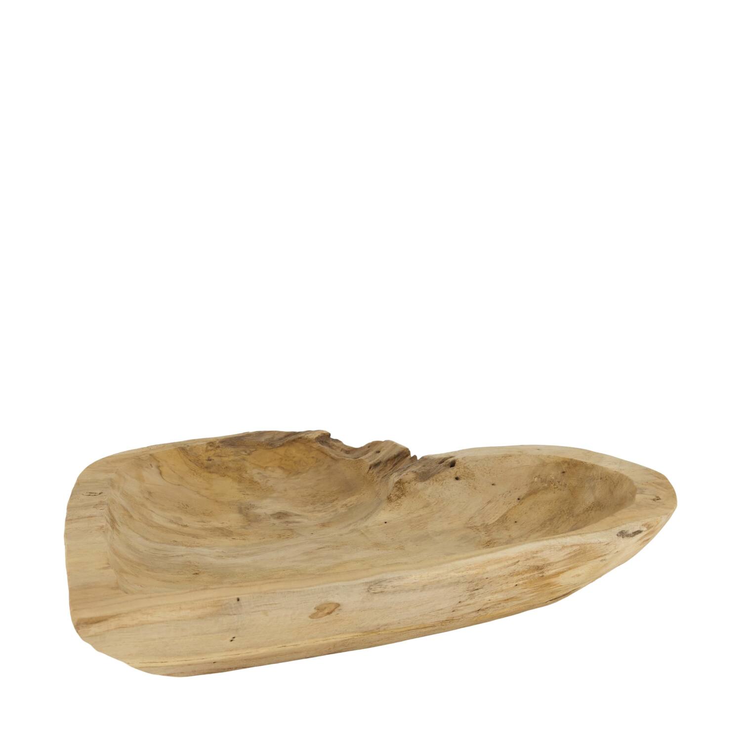 Bol - Coeur - Bois de teck - 34x39x5cm - Naturel