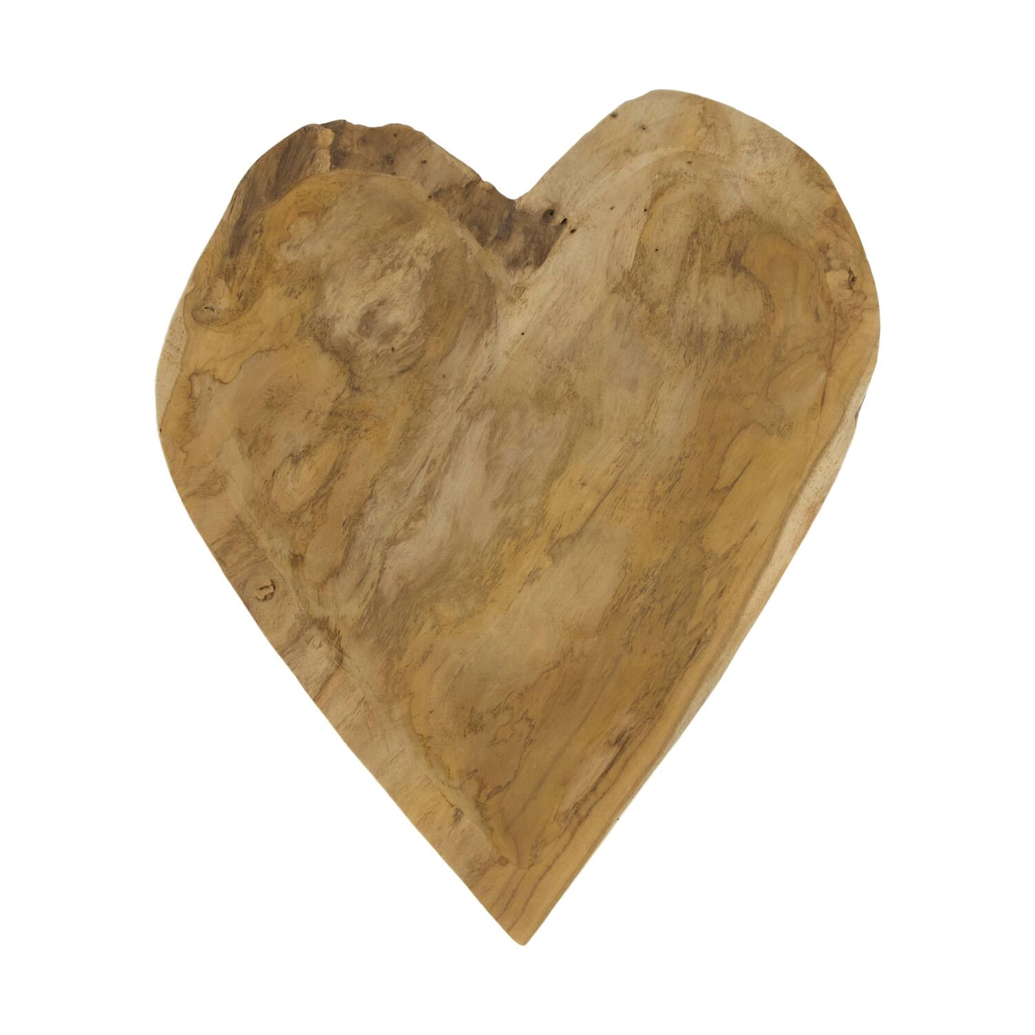 Bol - Coeur - Bois de teck - 34x39x5cm - Naturel
