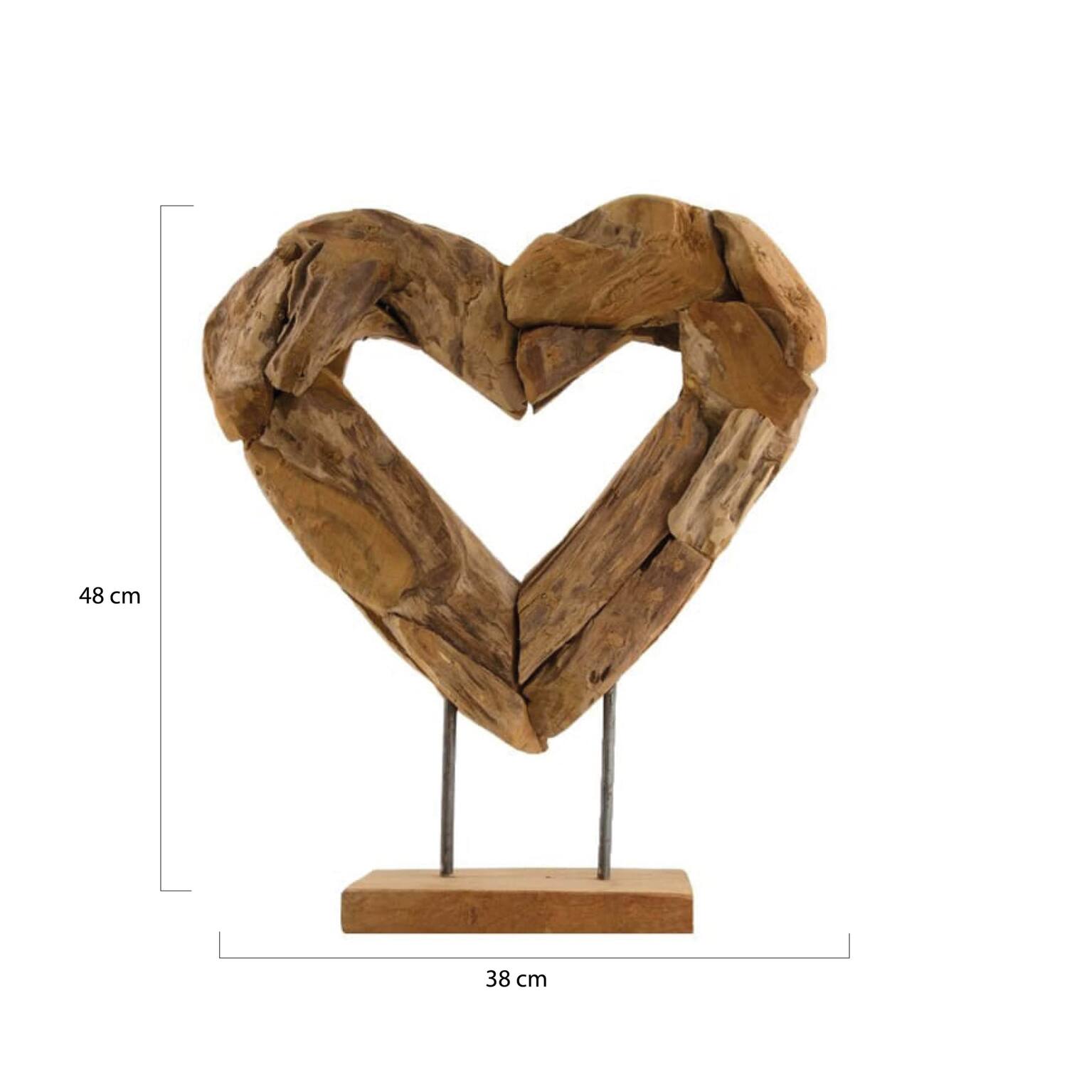 Ornament Evelyn - Teak hout - 48x38x12 cm - Bruin