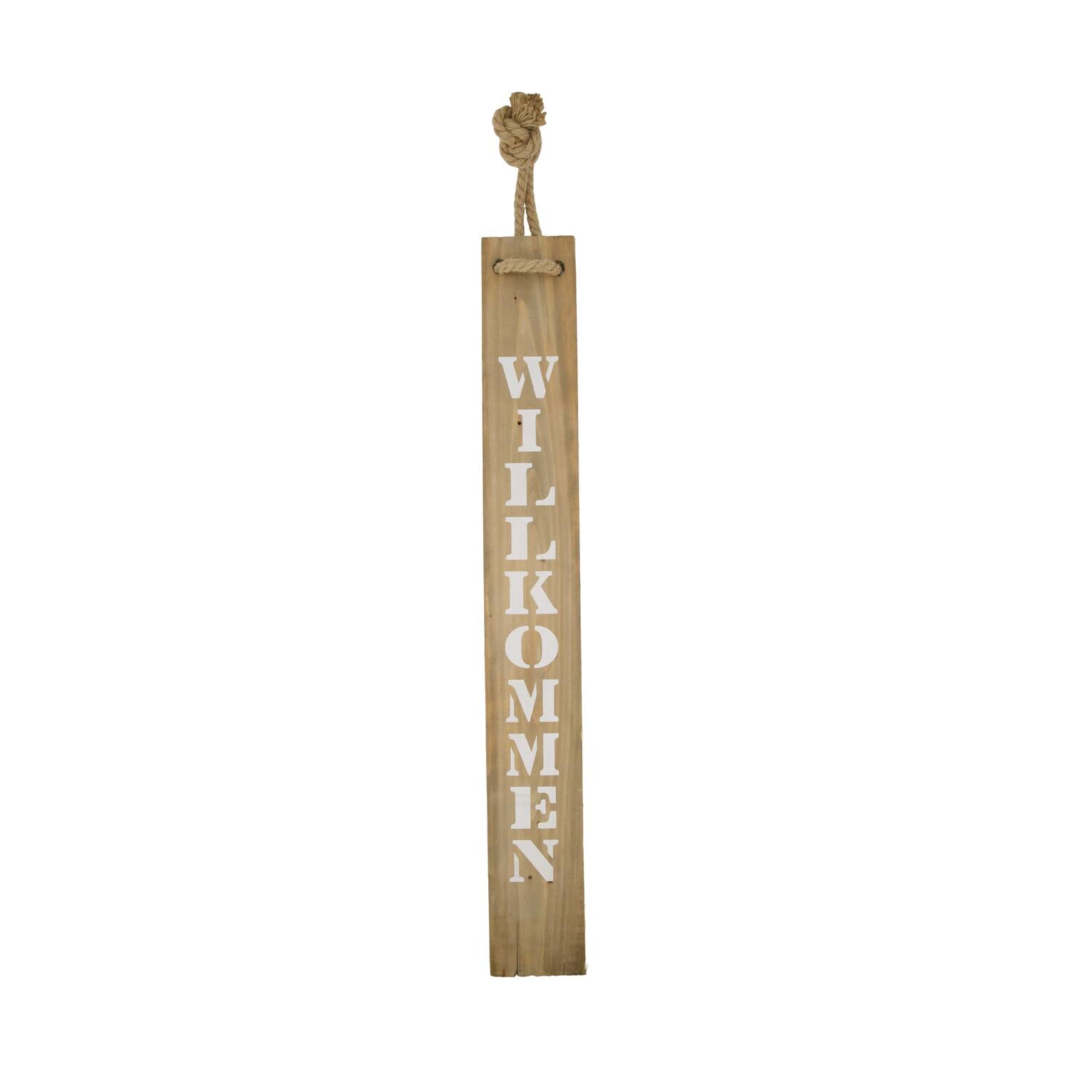 Assiette willkommen - Bois historique - 78x10x1,5 cm - Naturel