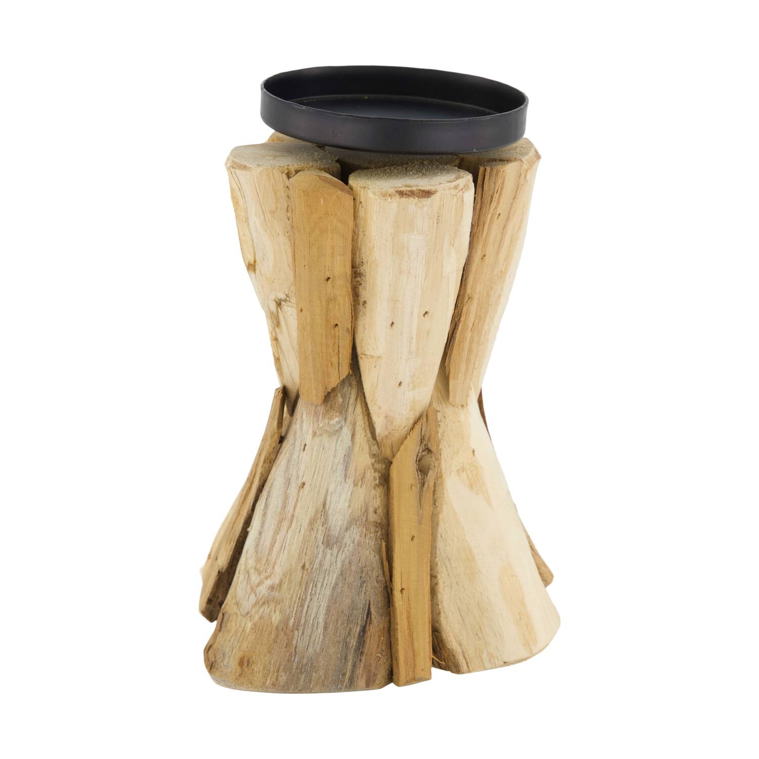 Pillar candle holder driftwood 13x13x17cm - Natural