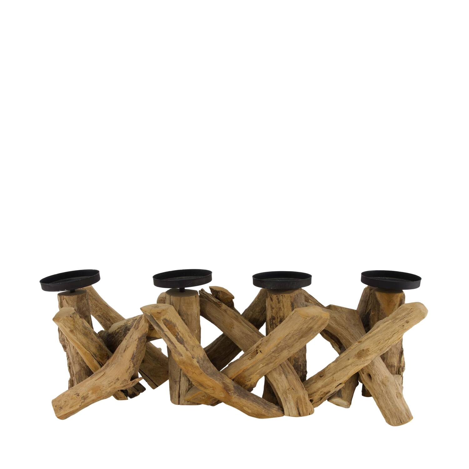 Pillar candle holder driftwood 52x19x19cm - Natural