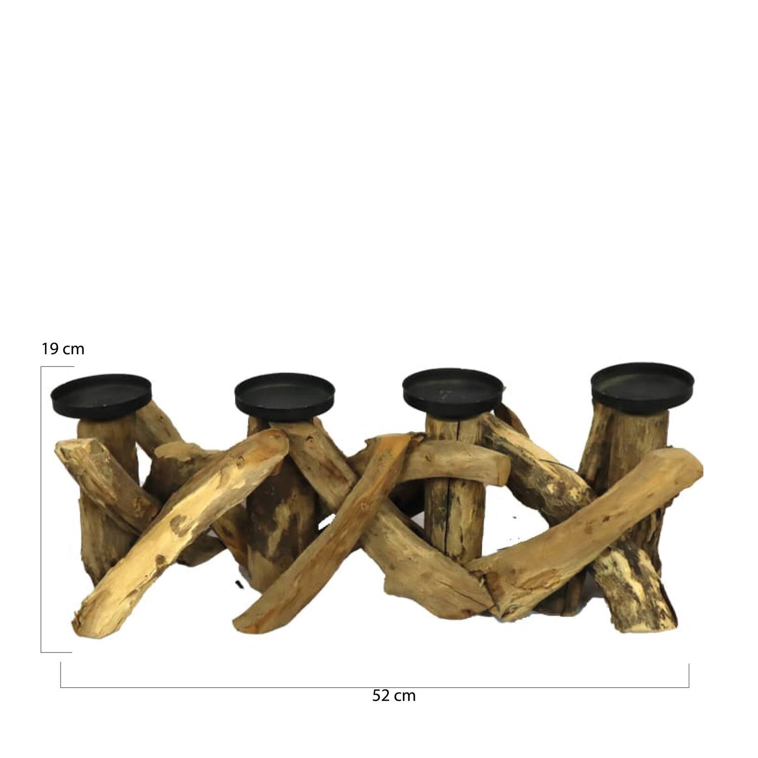 Pillar candle holder driftwood 52x19x19cm - Natural