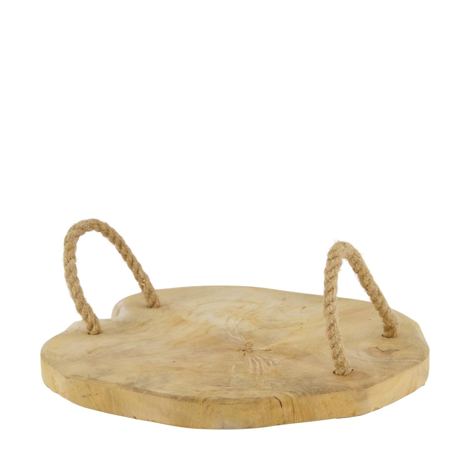 Slice teak wood with handles 28x28x3.5cm - Natural