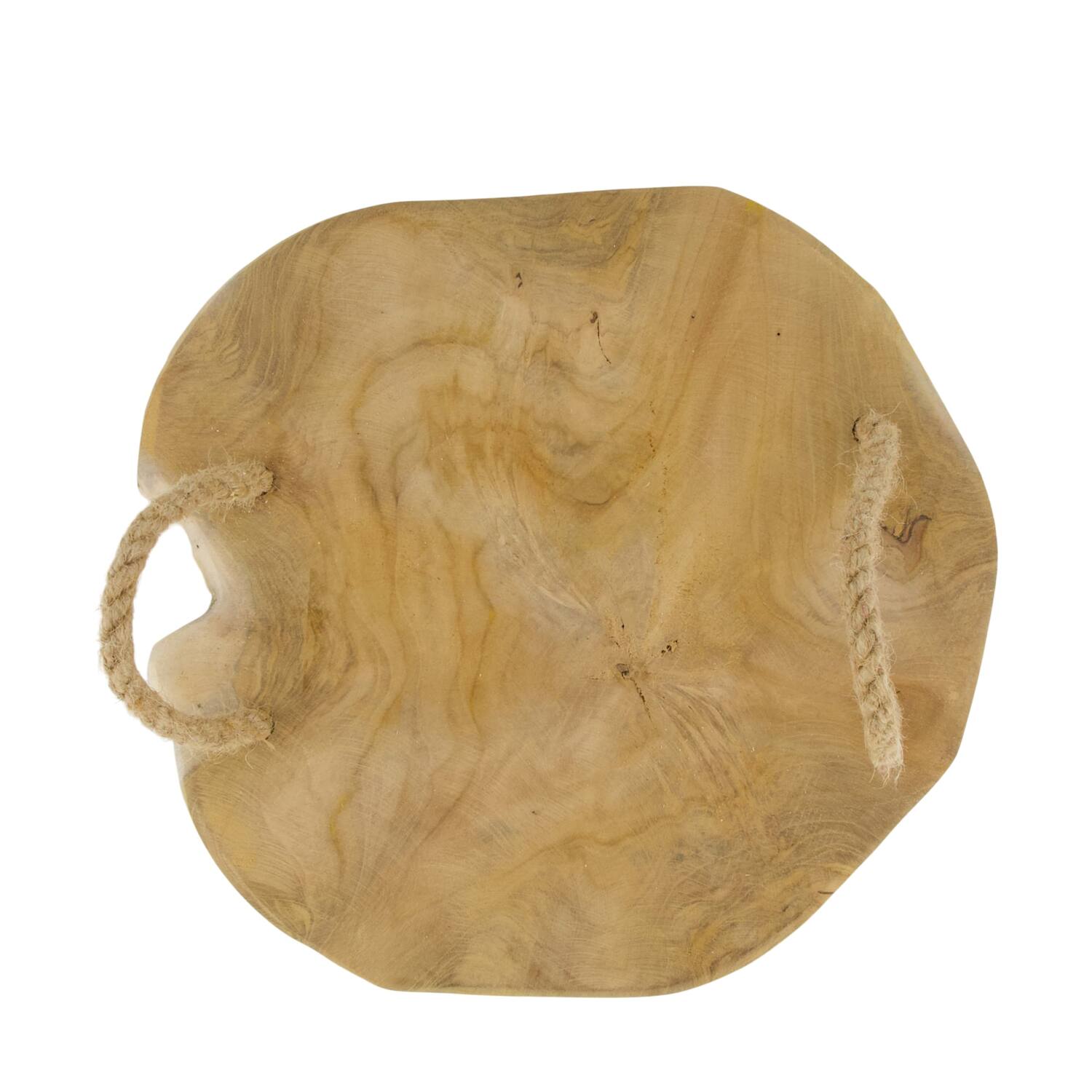 Slice teak wood with handles 28x28x3.5cm - Natural