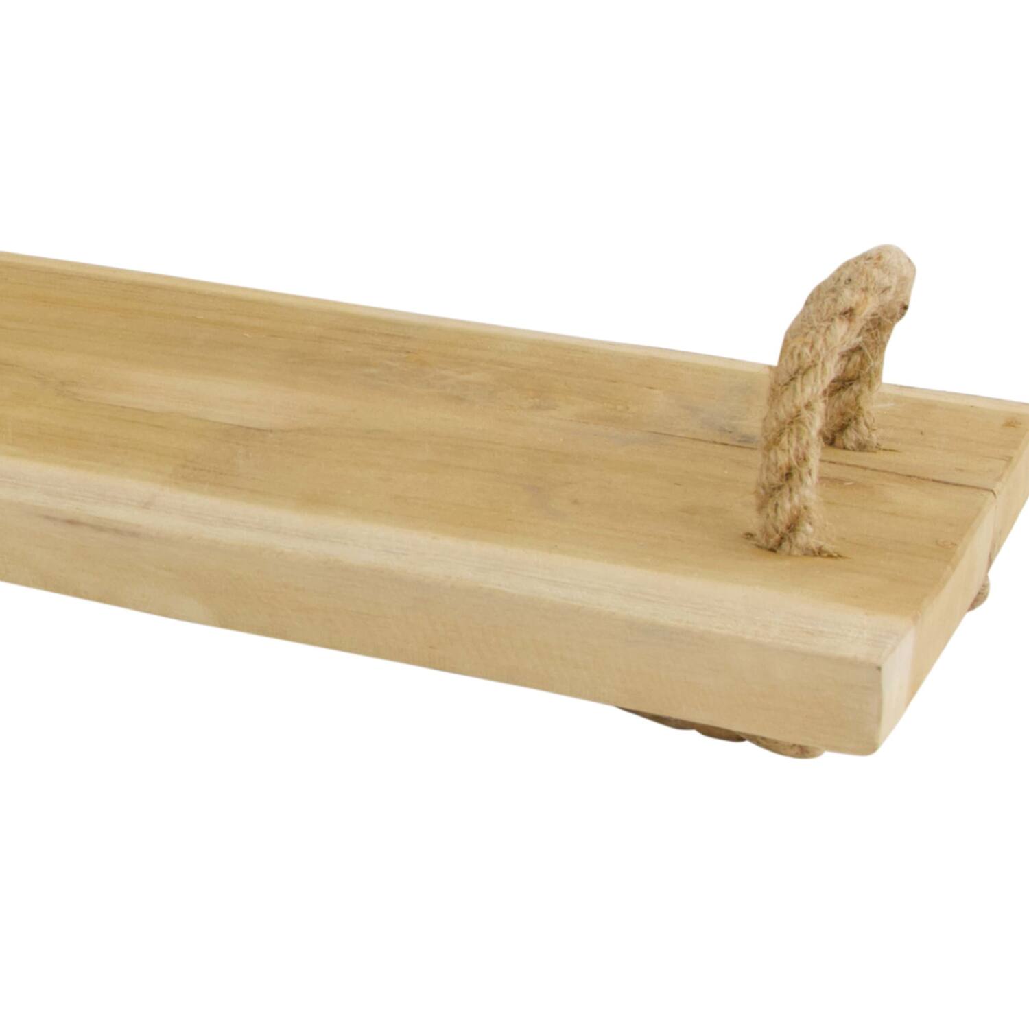 Tray rectangular teak wood with handle 77x20x2cm