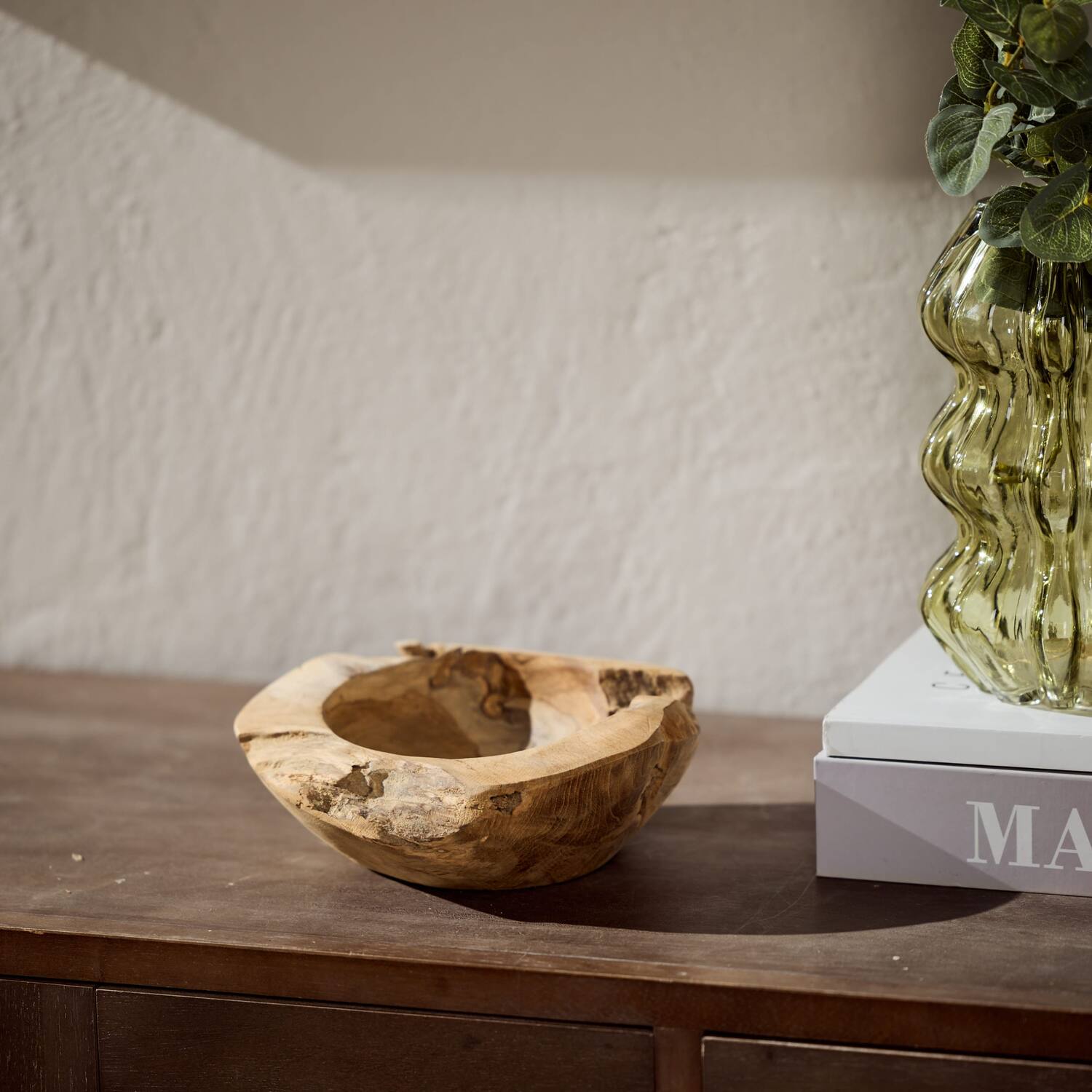 Bowl round teak wood 15x15x4.5cm - Natural