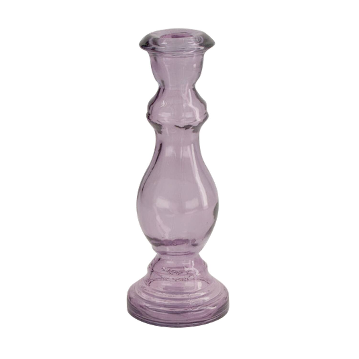 Dinnercandle holder recycled glass 7.5x20cm - Purple