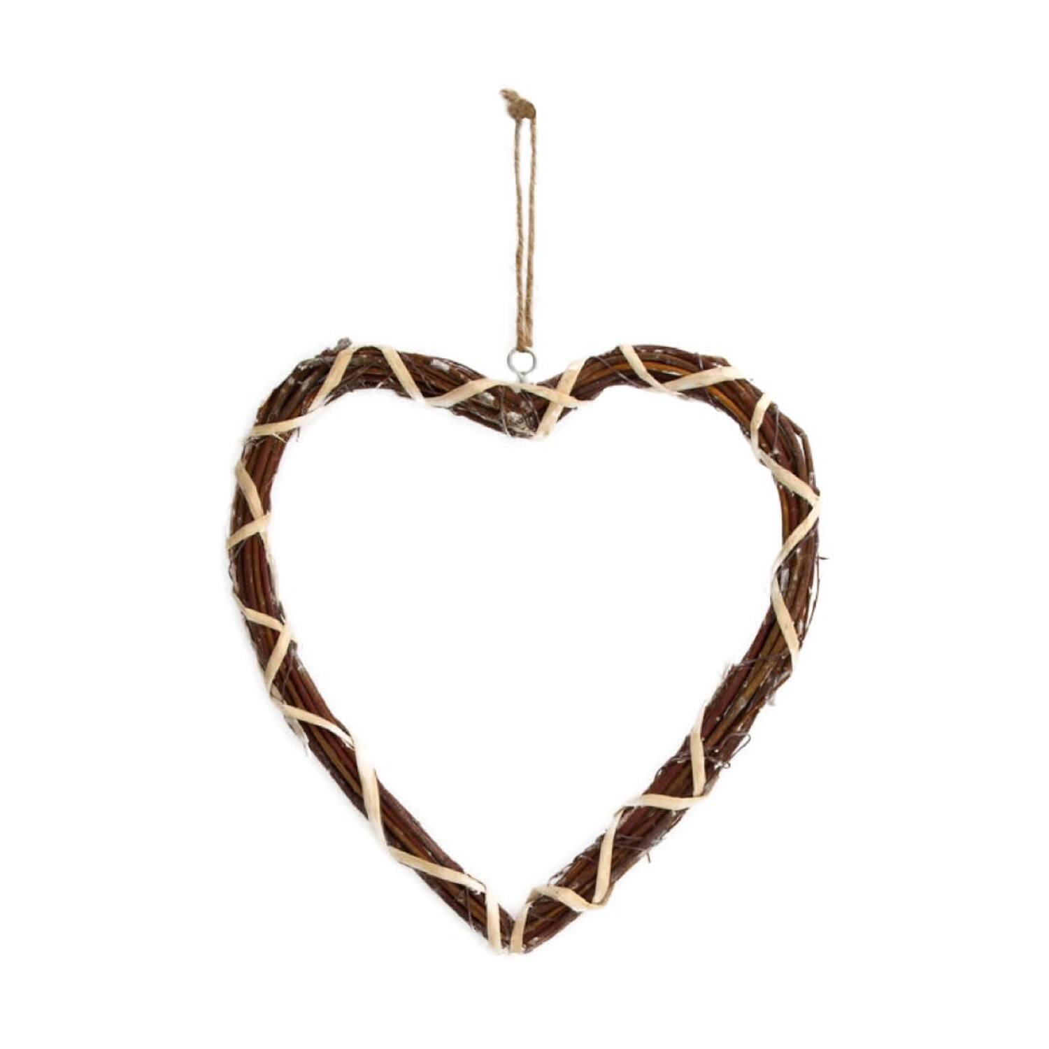Wreath heart willow 28x2x28cm - White
