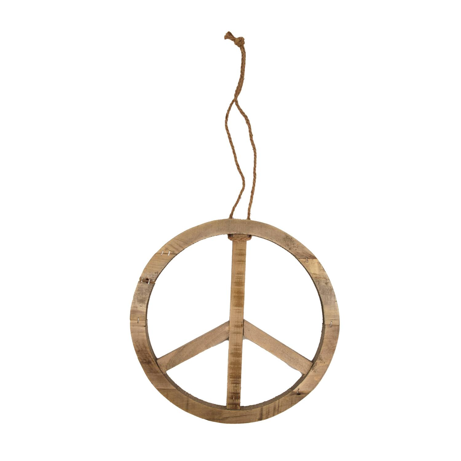 Sign peace historic wood with rope 38x38x1.5cm