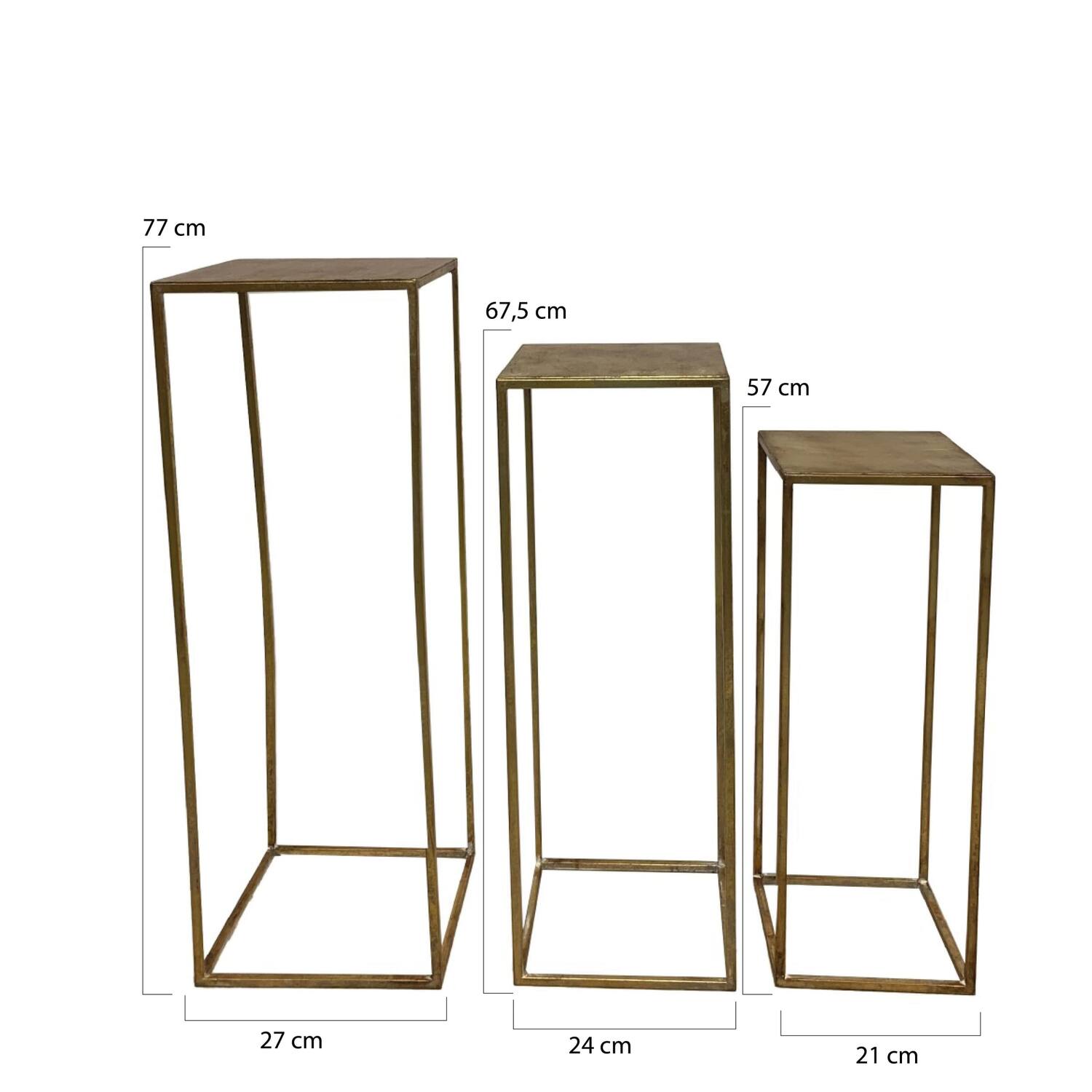Side table square metal 27x27x77cm S/3