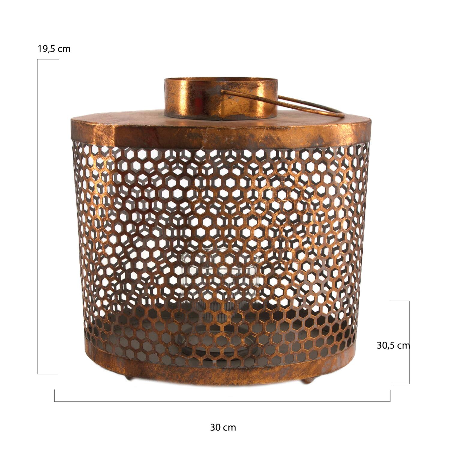 Lantern metal with glass 30x19.5x30.5cm