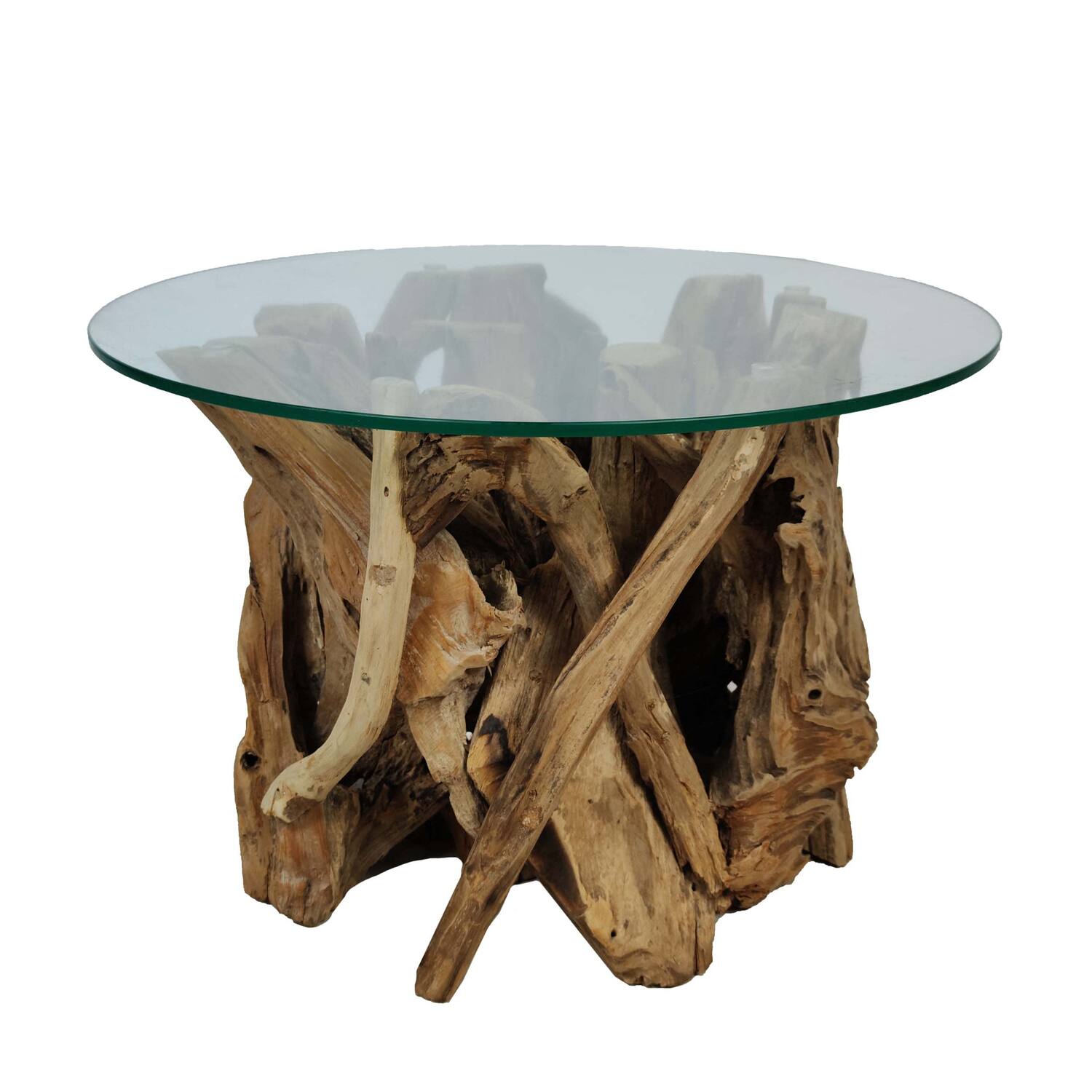 Table Derna - Bois - Verre - 60x38cm - Marron