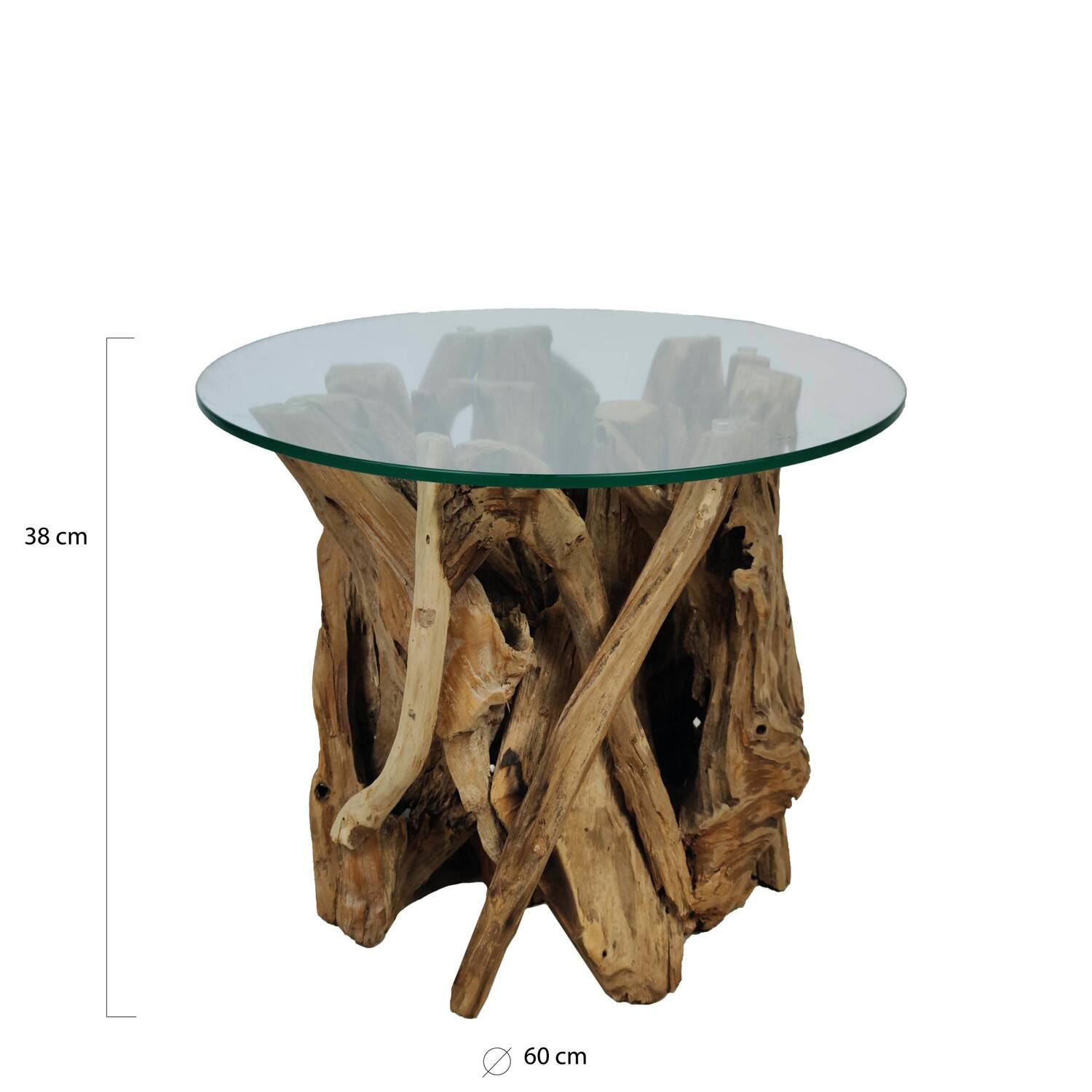 Table Derna - Bois - Verre - 60x38cm - Marron