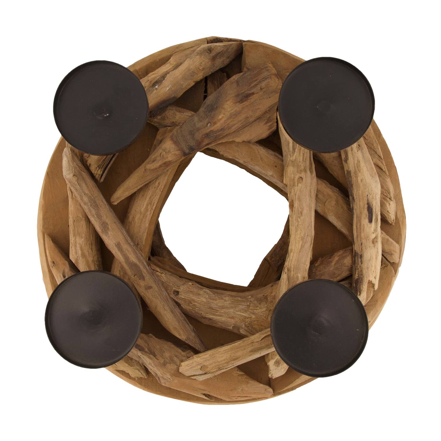 Pillar candle holder teak wood 38x38x17cm 38cm - Natural
