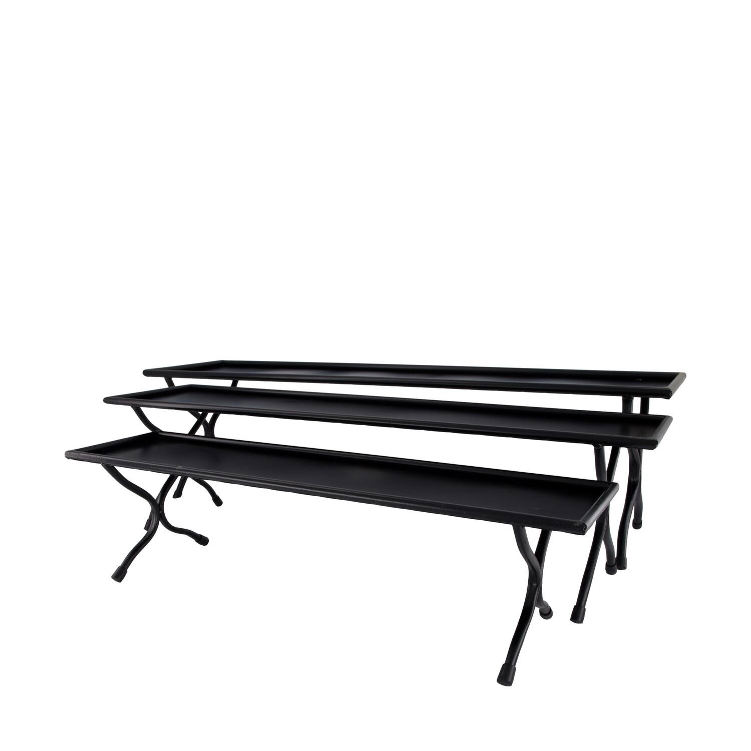 Tray metal on stand 71.5x18x19cm  - Black
