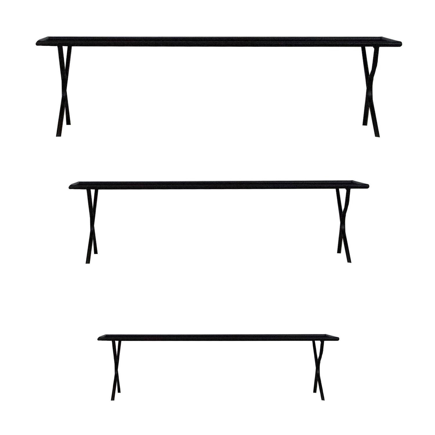 Tray metal on stand 71.5x18x19cm  - Black