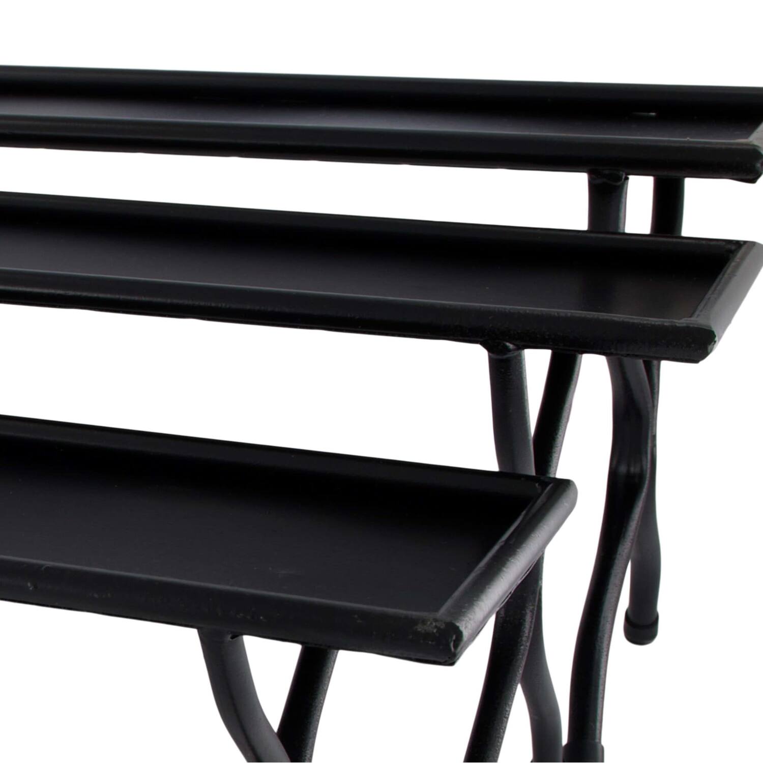 Tray metal on stand 71.5x18x19cm  - Black