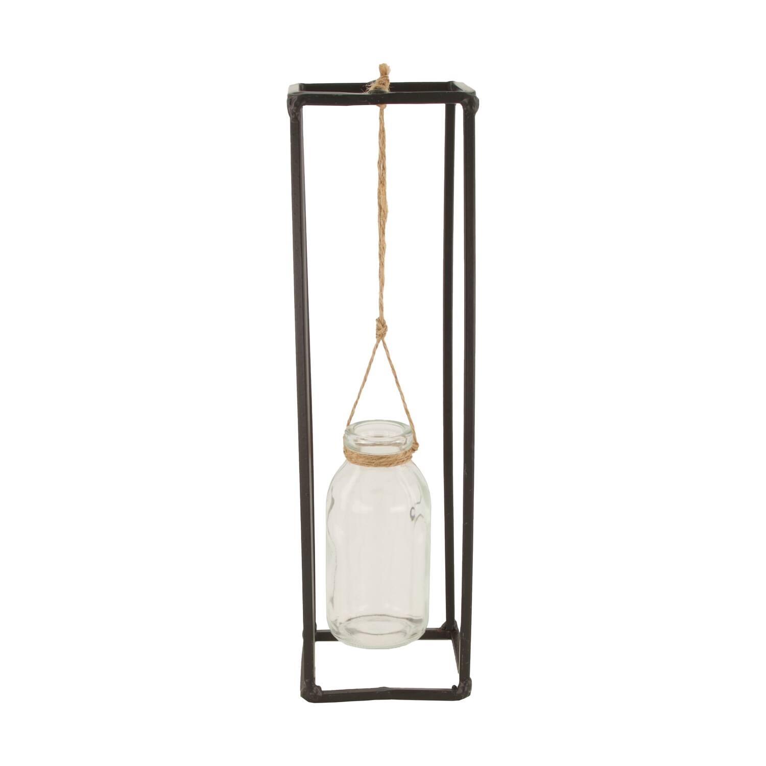 Bottle metal with glass 8x8x28cm