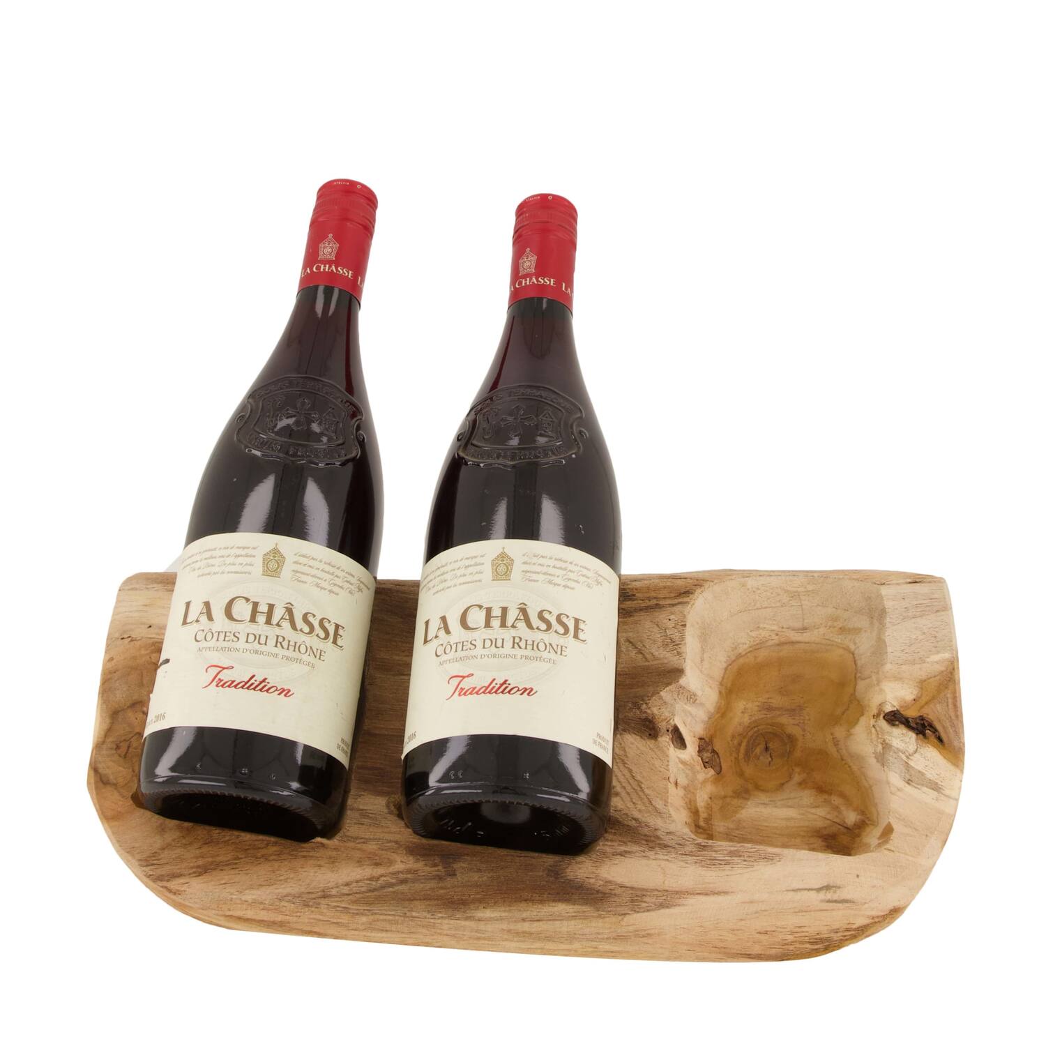 Winebottle holder teak wood 35x18x9cm - Natural