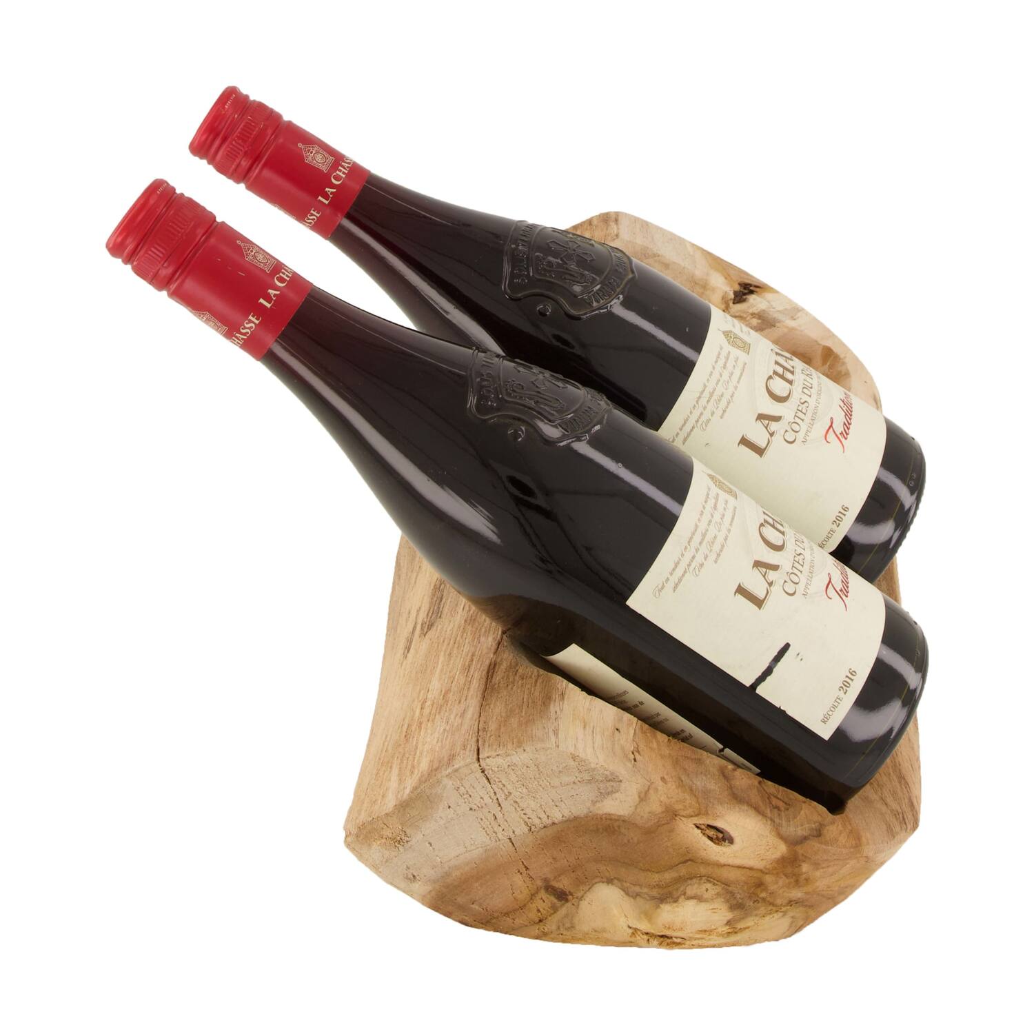 Winebottle holder teak wood 35x18x9cm - Natural