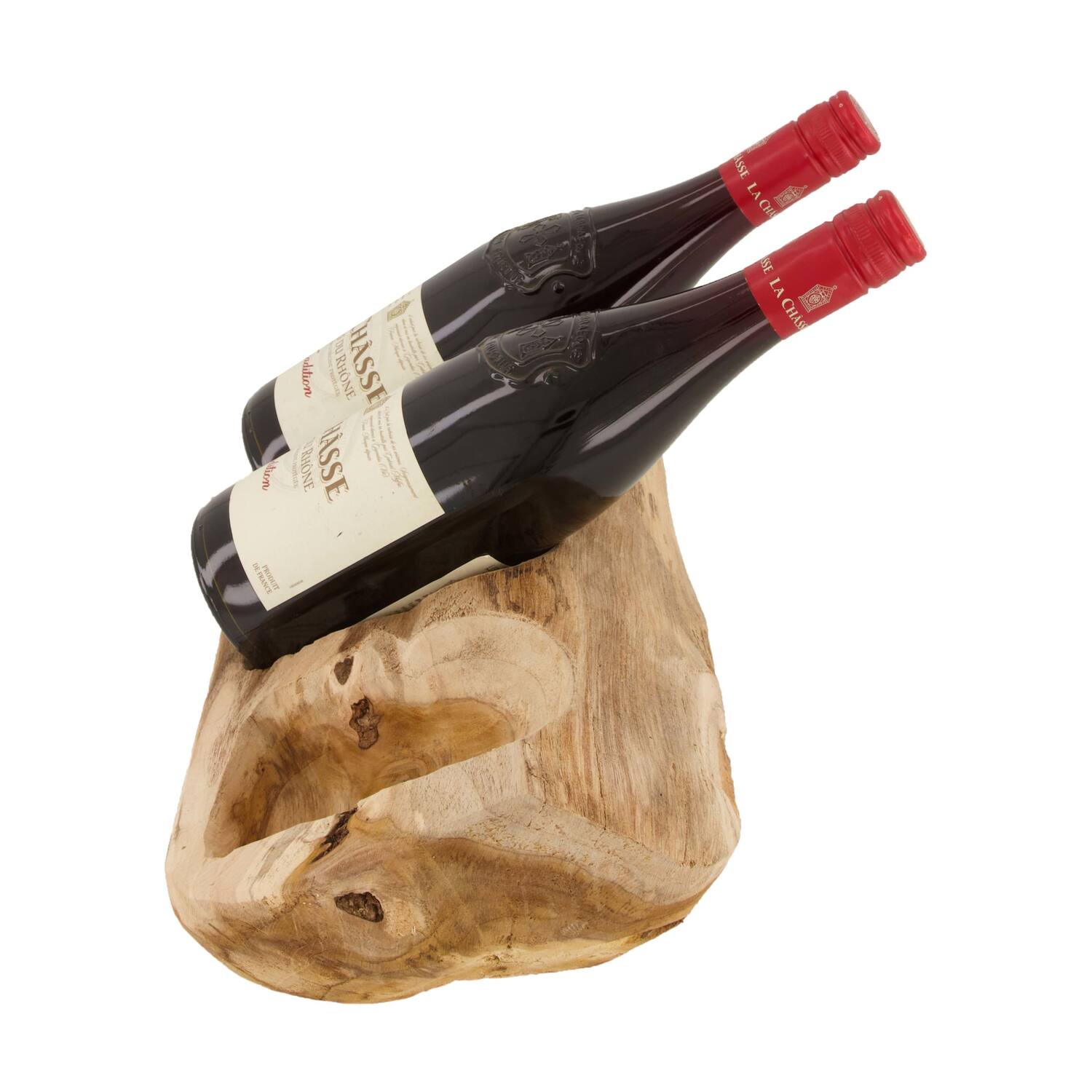 Winebottle holder teak wood 35x18x9cm - Natural
