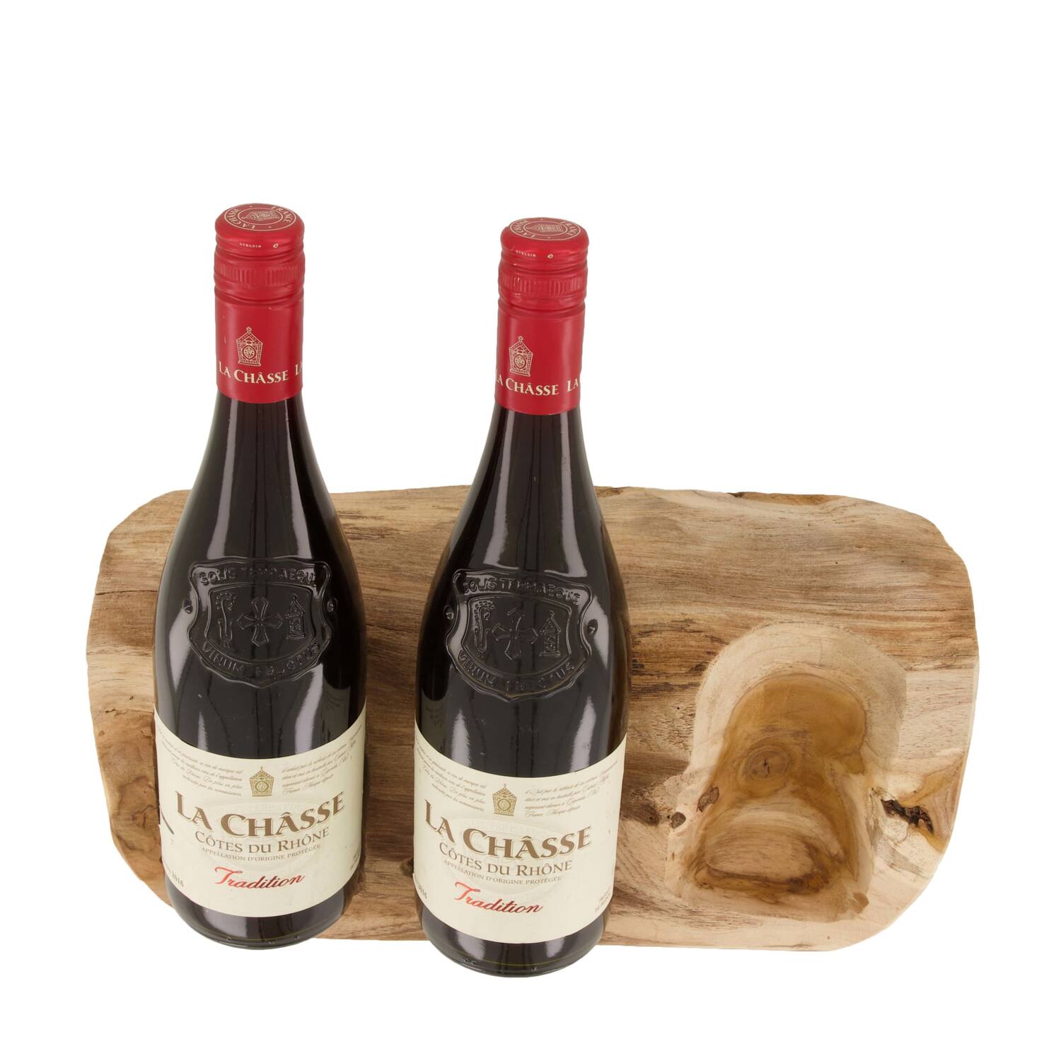 Winebottle holder teak wood 35x18x9cm - Natural