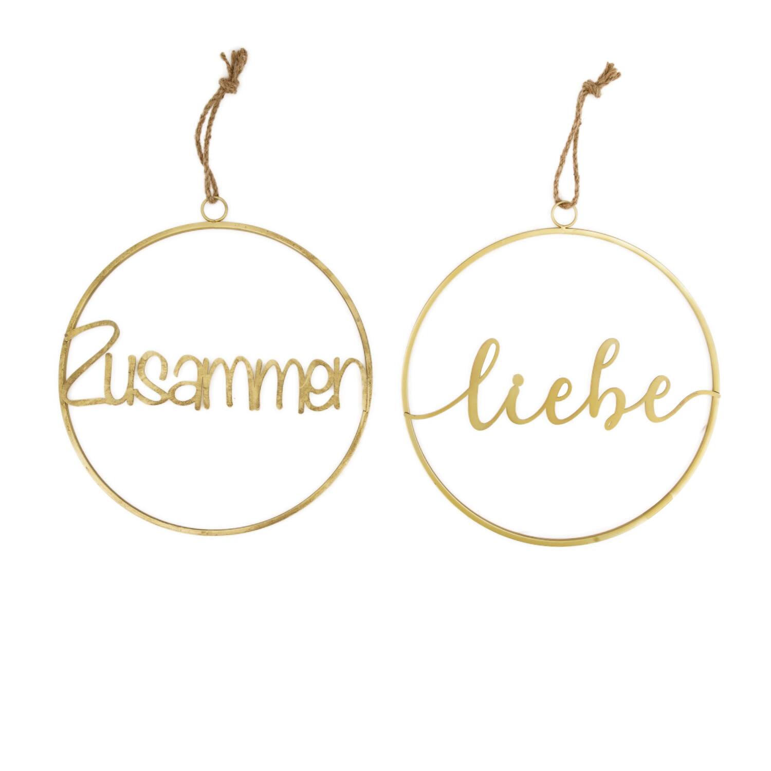 Hanger round text metal Ø35x1cm A/2